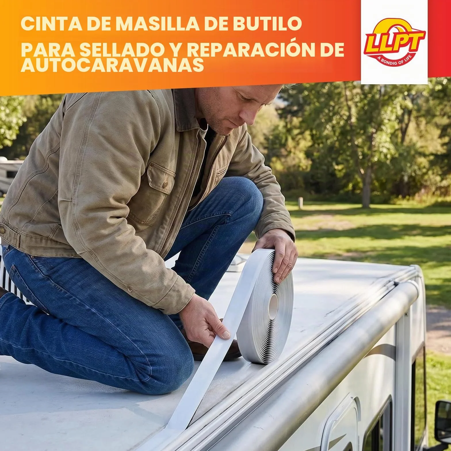 LLPT Cinta de Sellado de Butilo 2 Packs Blanca 25mm x 10m Impermeable | Cinta de Sellado para Reparación a Prueba de Fugas de EPDM RV Ventana Vidrio Sellado de Barco Techo Tubería