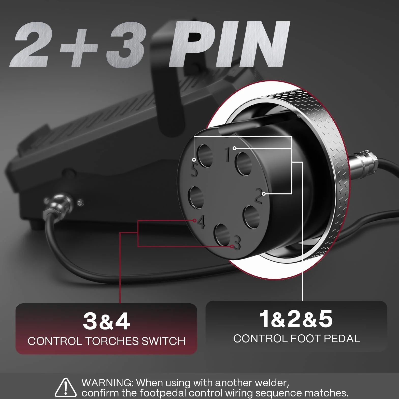 ARCCAPTAIN TIG - Pedal de soldadura de 5 pines para ARCCAPTAIN TIG200 TIG200P TIG200PACDC TIG205PRO TIG205PRO Área de contacto más amplia y pedal de pie con diseño de correa