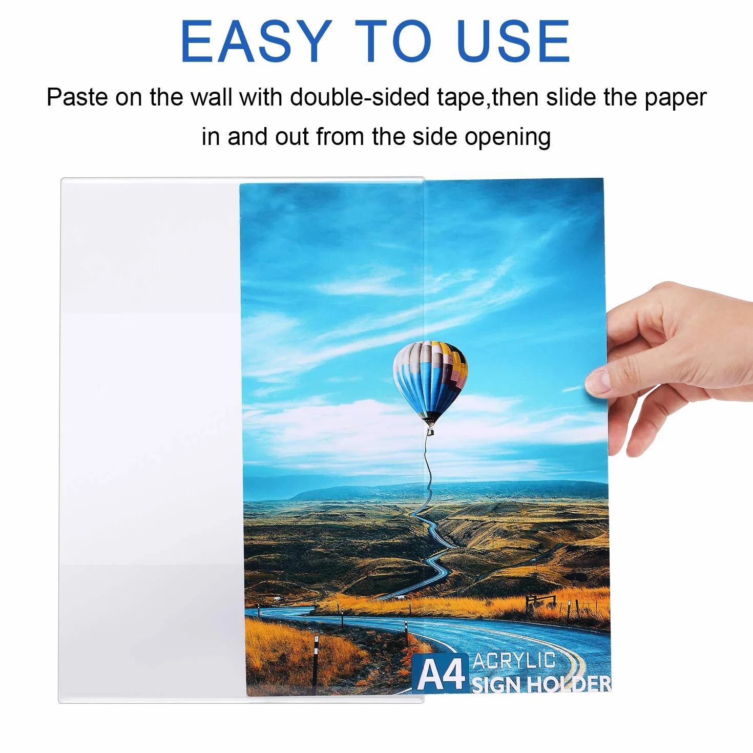 Soporte Acrílico para Pared A4 Transparente Adhesivo sin Perforaciones (6 unidades)