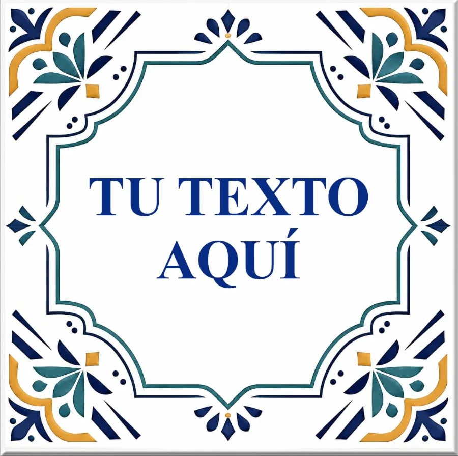 Azulejo de Cerámica Personalizado, 15 x 15 cm, 4 Modelos Disponibles, Estilo Decorativo con Texto