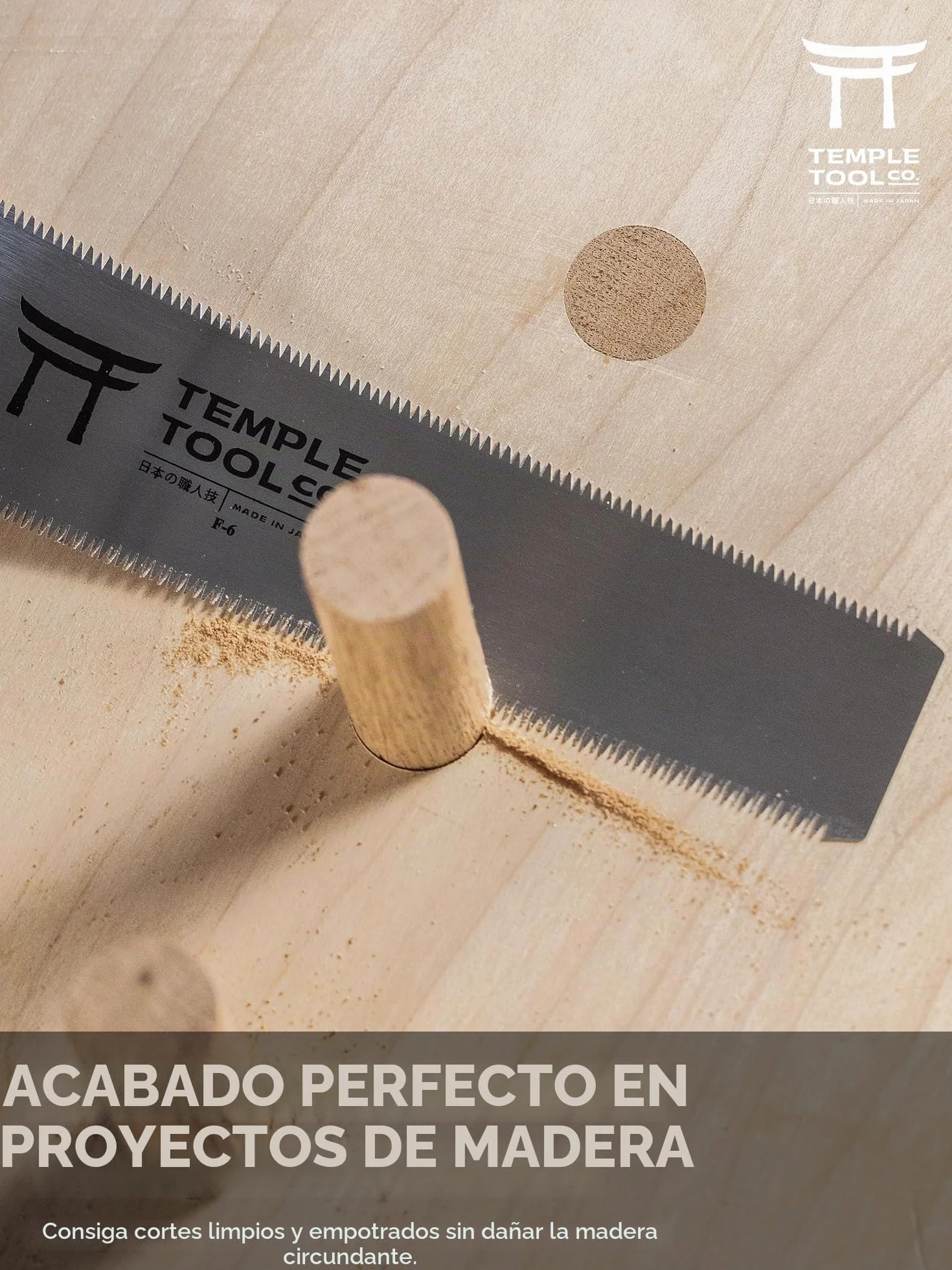 Temple Tool Co. Sierra Japonesa de Corte al Ras - Sierra de Tracción de Doble Filo de 6 Pulgadas para Corte al Ras de Espigas, Clavijas, Cuñas - Madera Dura Madera Blanda