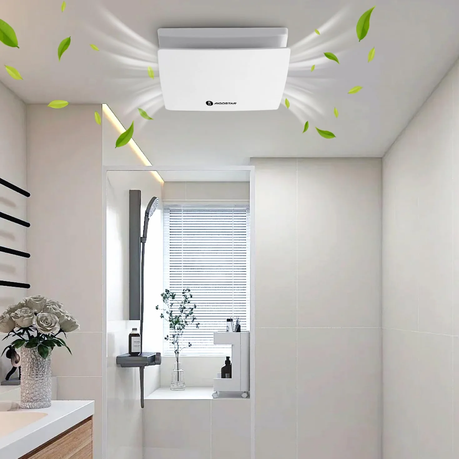 Aigostar Extractor de Baño 150mm, Extractor de Aire Silencioso 18W con Válvula Anti retorno