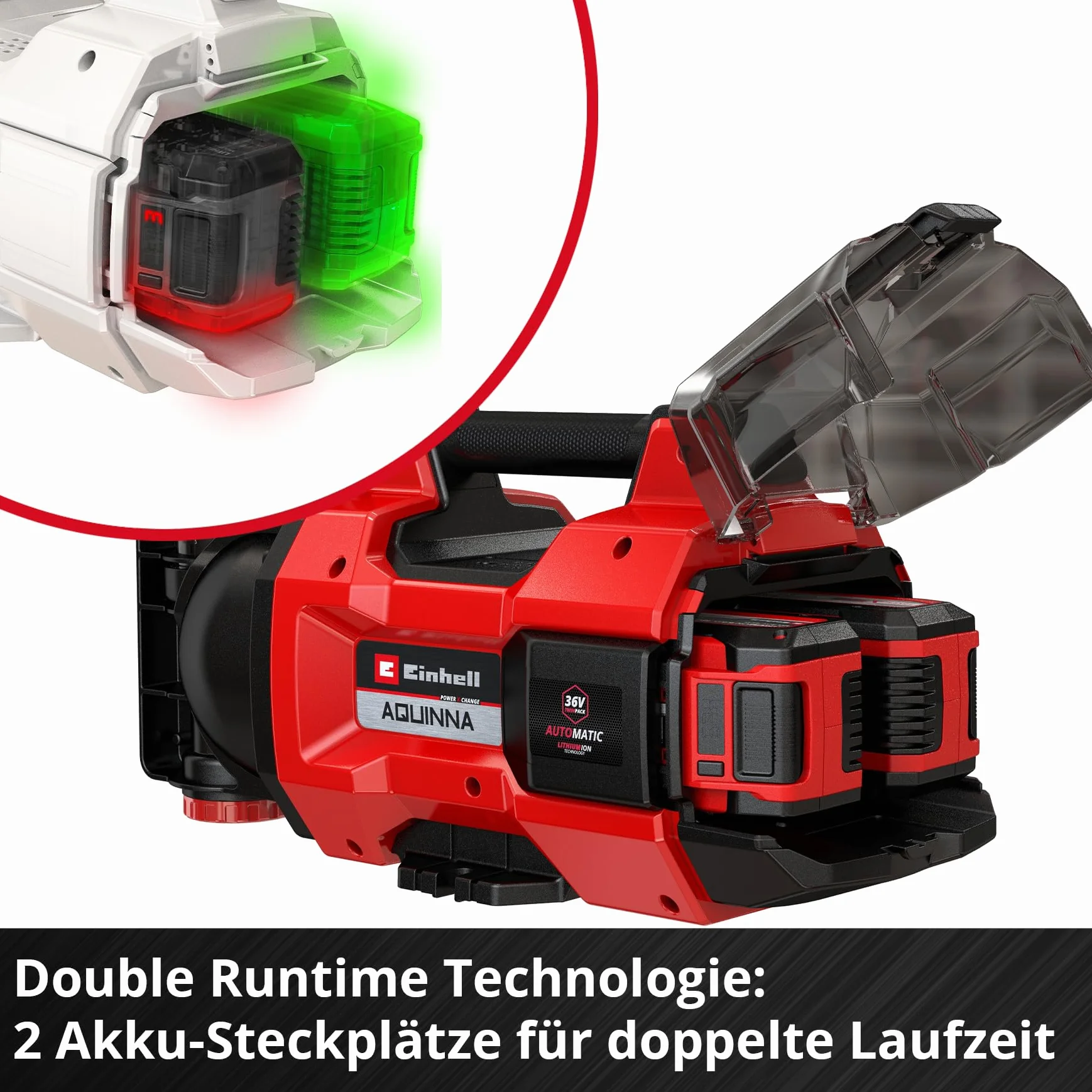 Einhell AQUINNA 18/30 F LED Bomba de jardín con batería 18 V 3000 l/h 2 ranuras de batería ECO/BOOST