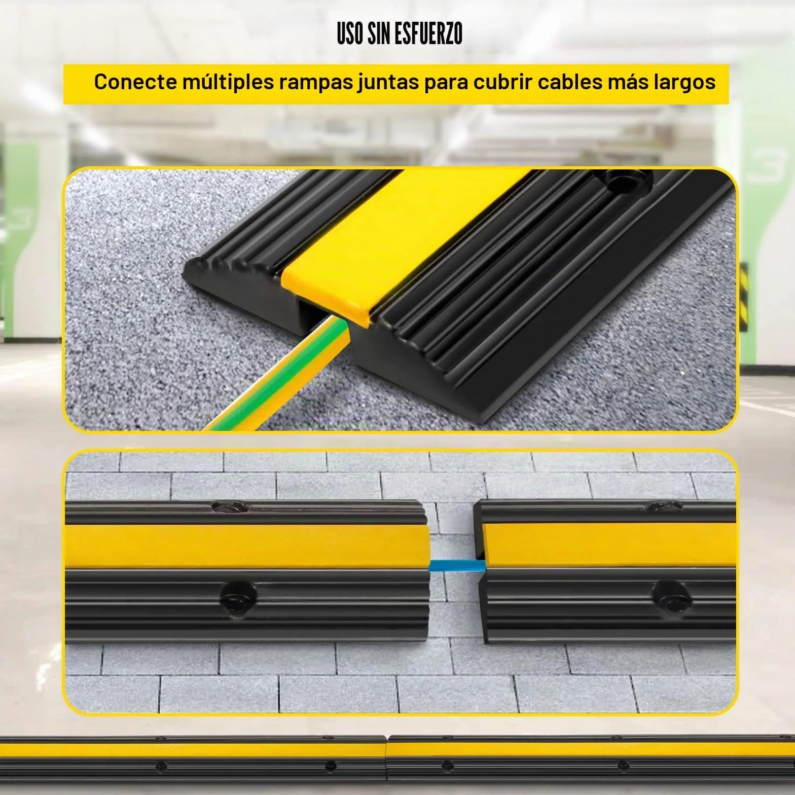VEVOR Protector de Cables para Suelo Carga de 8164 kg Pasacables Suelo 102 x 15,5 x 3 cm Canaleta Cables Suelo el Reductor de Velocidad para Protección de Cables Eléctricos