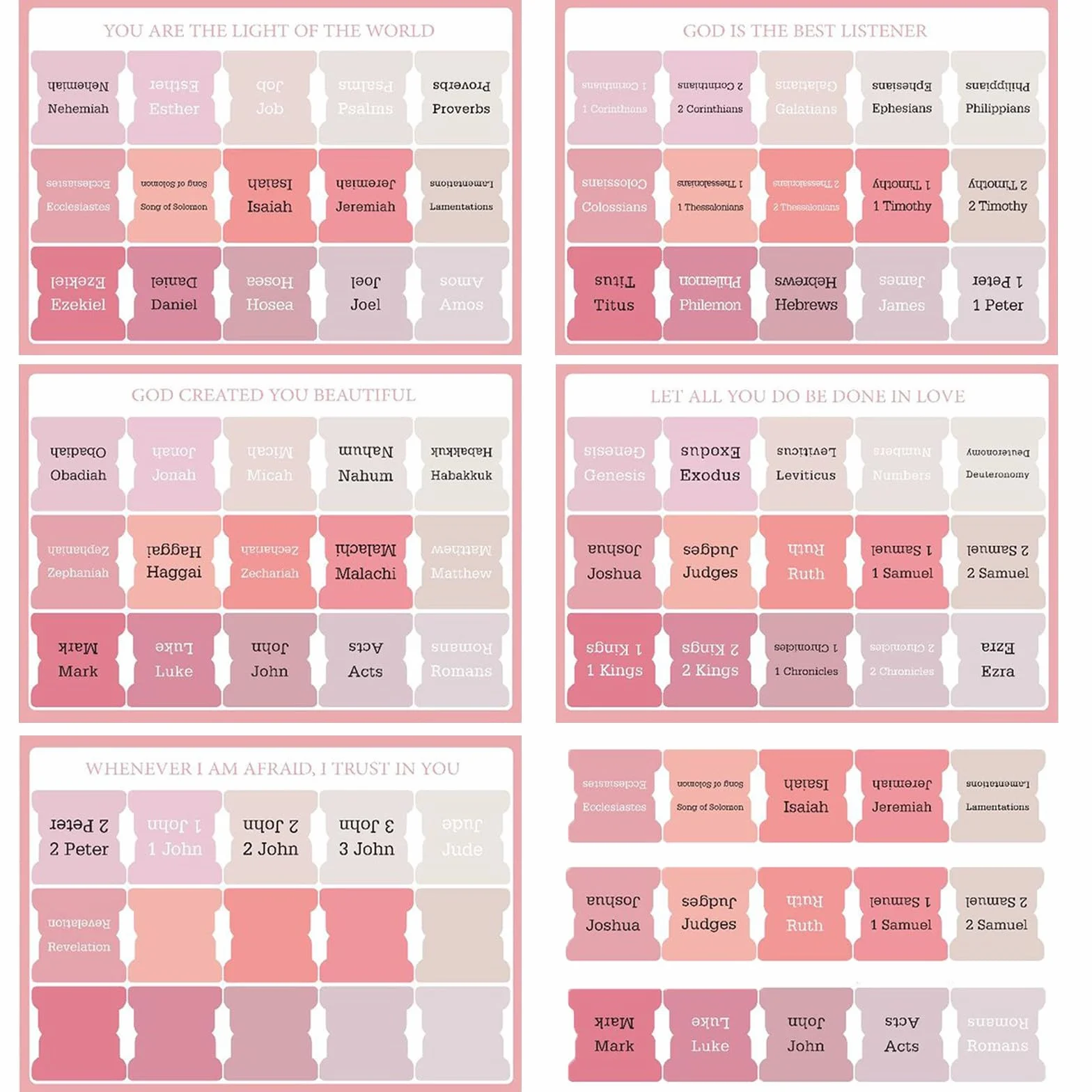 Pestañas Laminadas para la Biblia, 75 Pcs Tablas Biblias Laminadas - Accesorios Bíblicos (Rosa)
