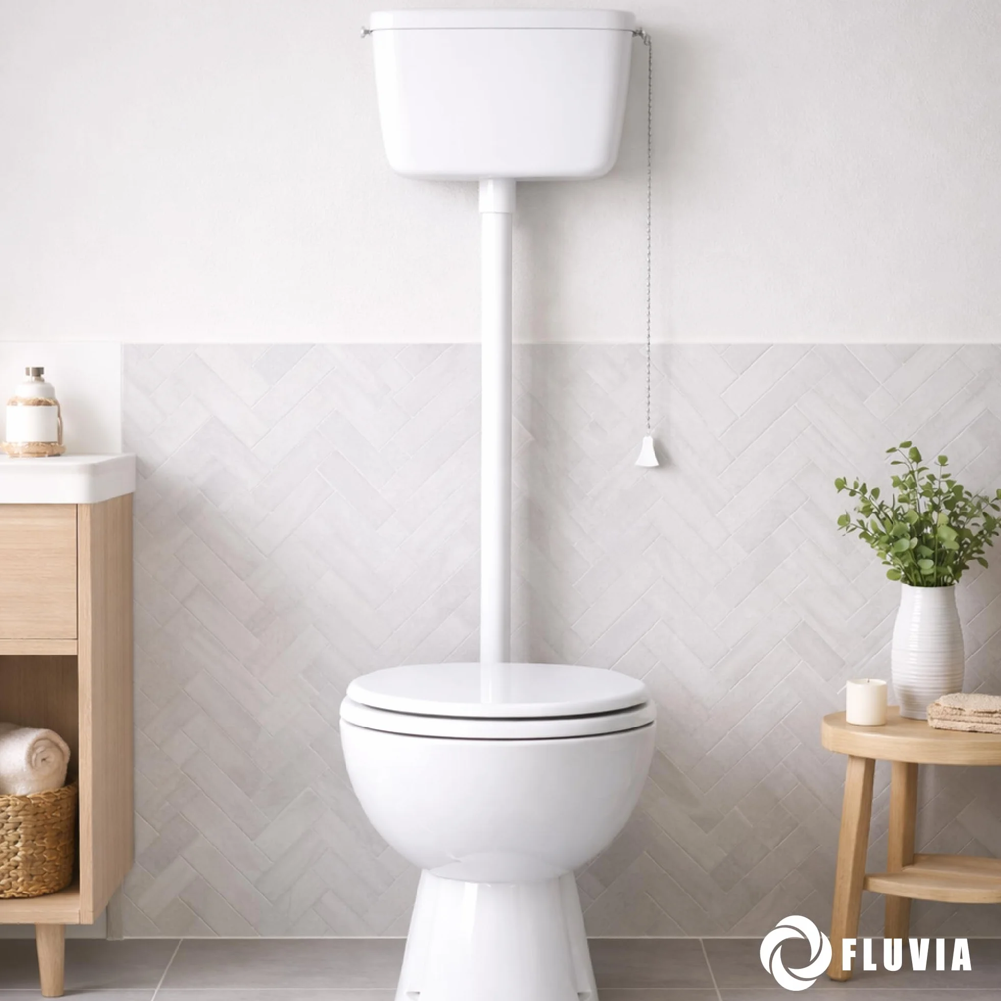 Mecanismo Completo para Cisterna Alta con Grifo Lateral y Descargador | Kit Universal Cisterna WC | Sistema de Llenado y Descarga en Plástico – Fluvia