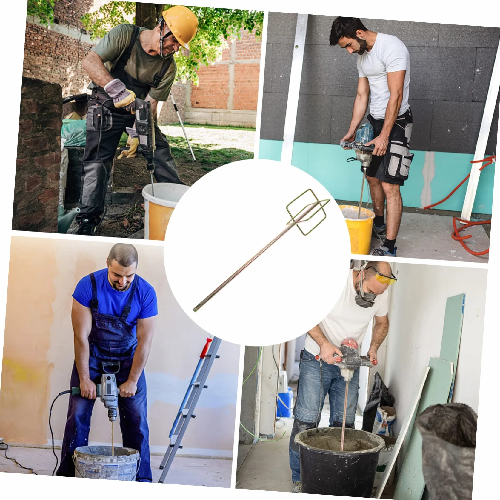 DOITOOL Varillas Mezcladoras De Cemento y Pintura Para Taladro Eléctrico, Accesorios Resistentes Oxidación, Barras Cuadradas De Alta Dureza Para Obra y Hogar, Pack 2 Unidades Reutilizables