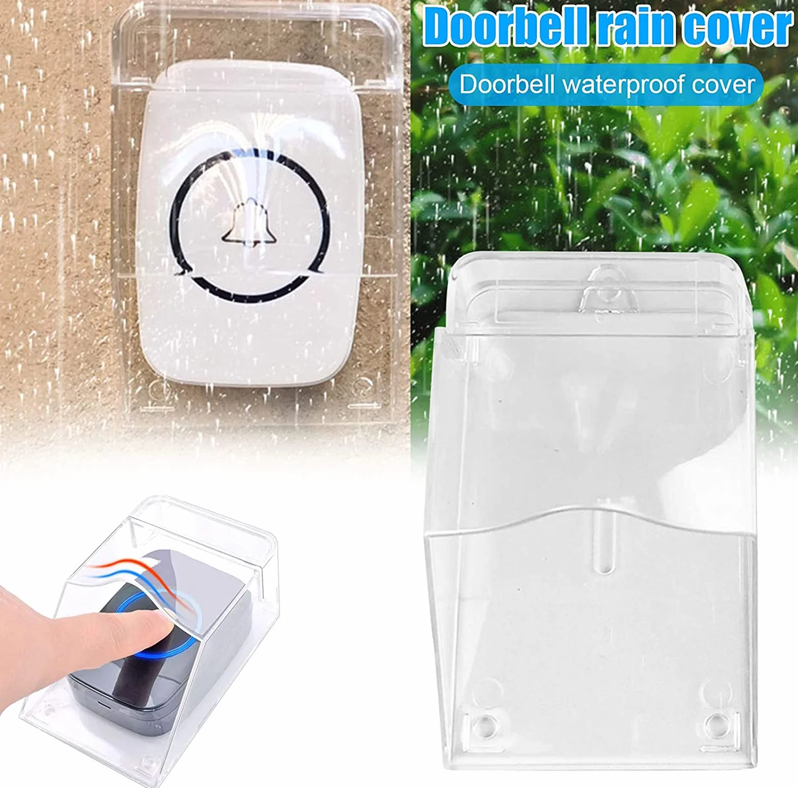 Cubierta impermeable transparente para timbre de puerta inalámbrico, la Lluvia y la Nieve y Compatible con Transmisores Caja Resistente para Timbre de Puerta Exterior