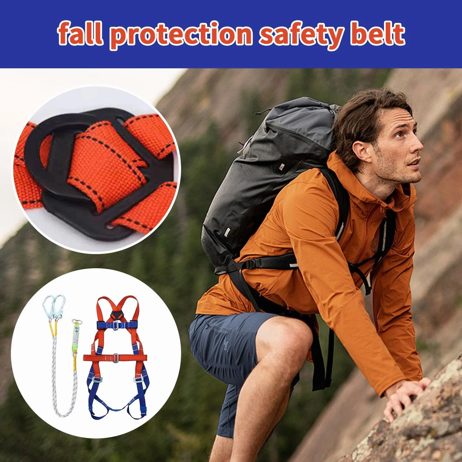 Arnés de Seguridad Anticaídas - Arnés de Cuerpo Completo 5 Puntos | Correas de Hombros Ajustables Equipo para Trabajos en Altura Caza Escalada,Hombre Caza Arborista Actividades Exteriores