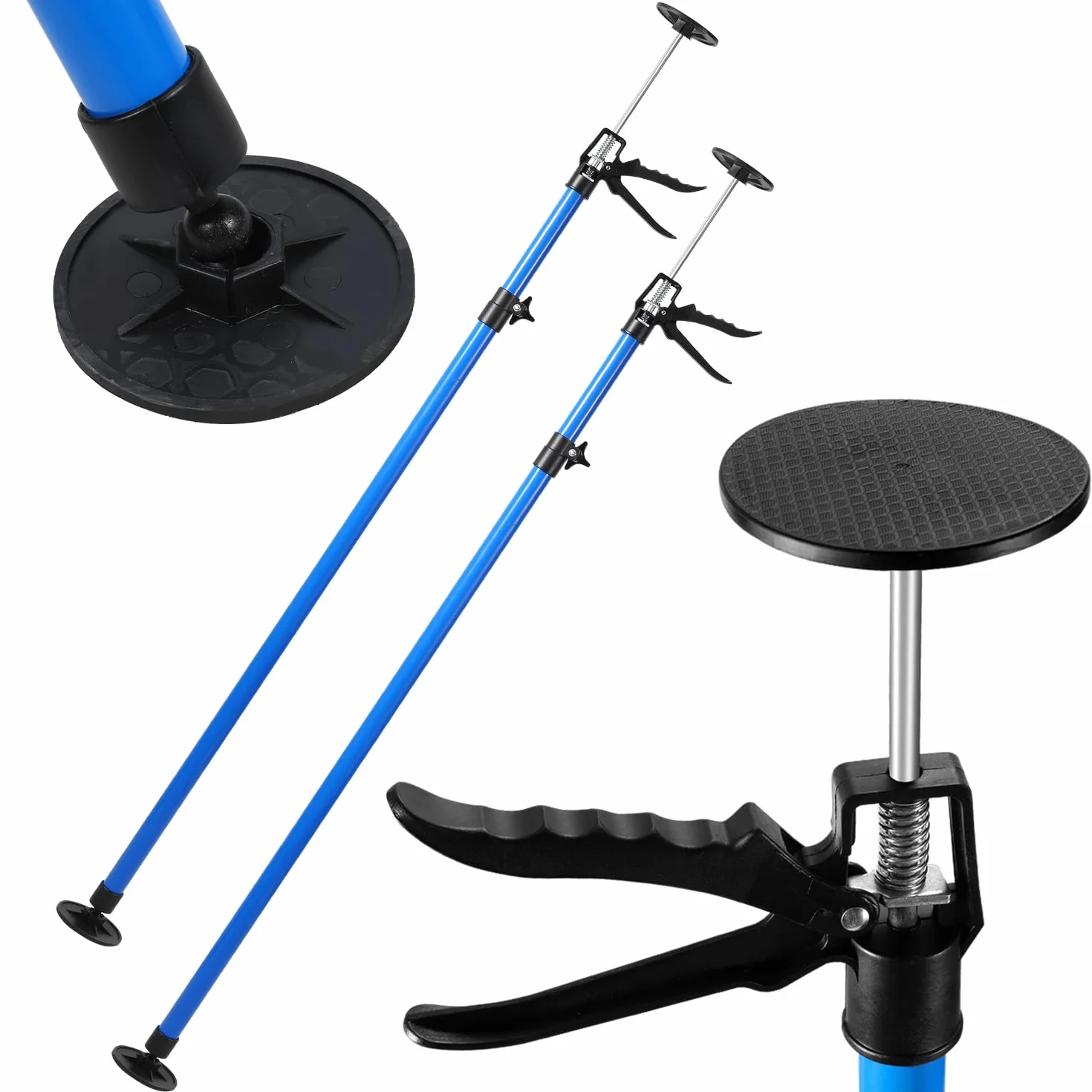 Juego de 2 soportes de techo, tensor de bastidor ajustable en altura, soporte de montaje 115-290 cm, soportes telescópicos con capacidad de carga de 50 kg, soporte de montaje para taller