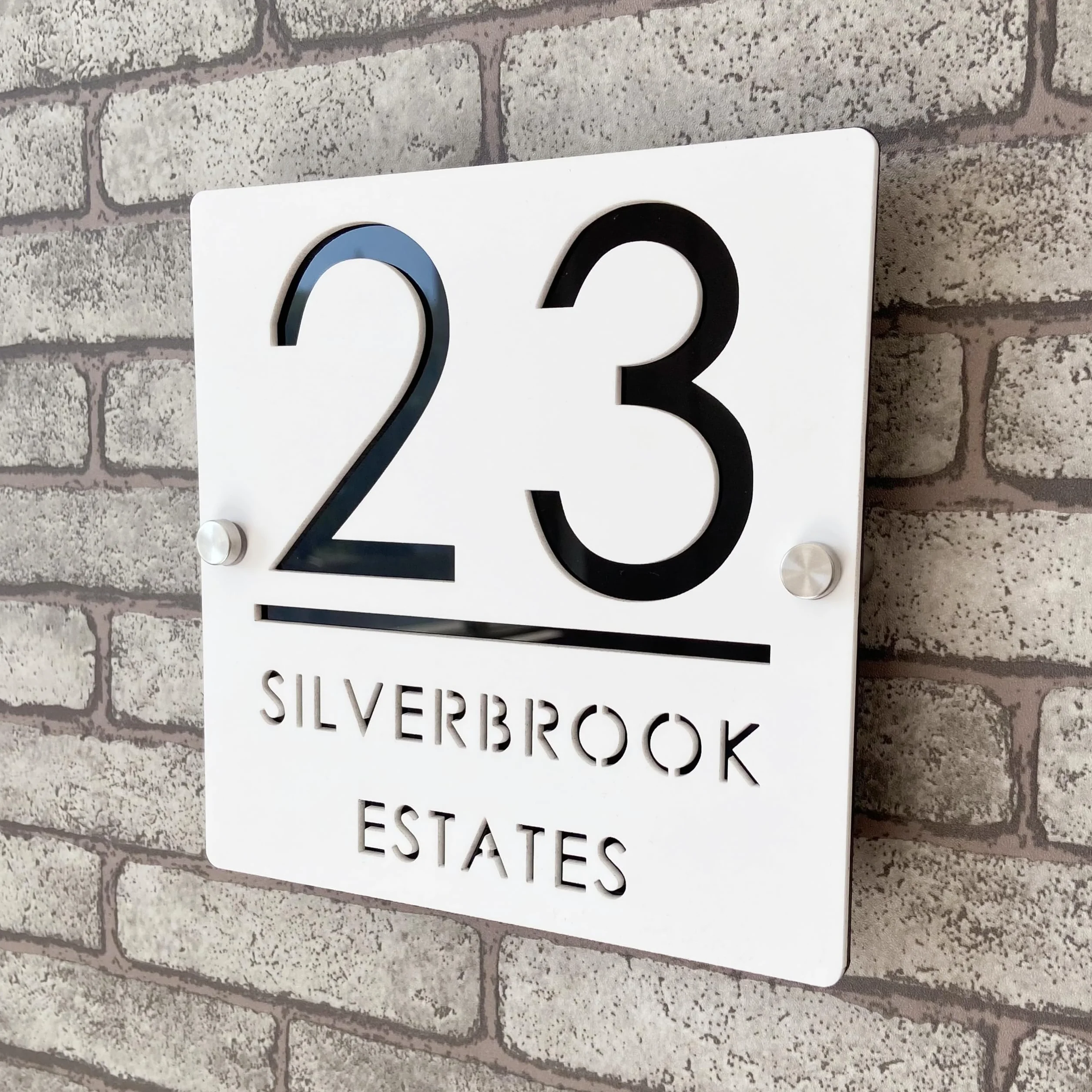 Placa de Número de Casa Personalizada 3D en Acrílico Negro y Plateado, Números Flotantes, Señalización Resistente al Clima para Puerta Interior y Exterior, Ideal para Hogar, Hotel, Apartamento, Tienda