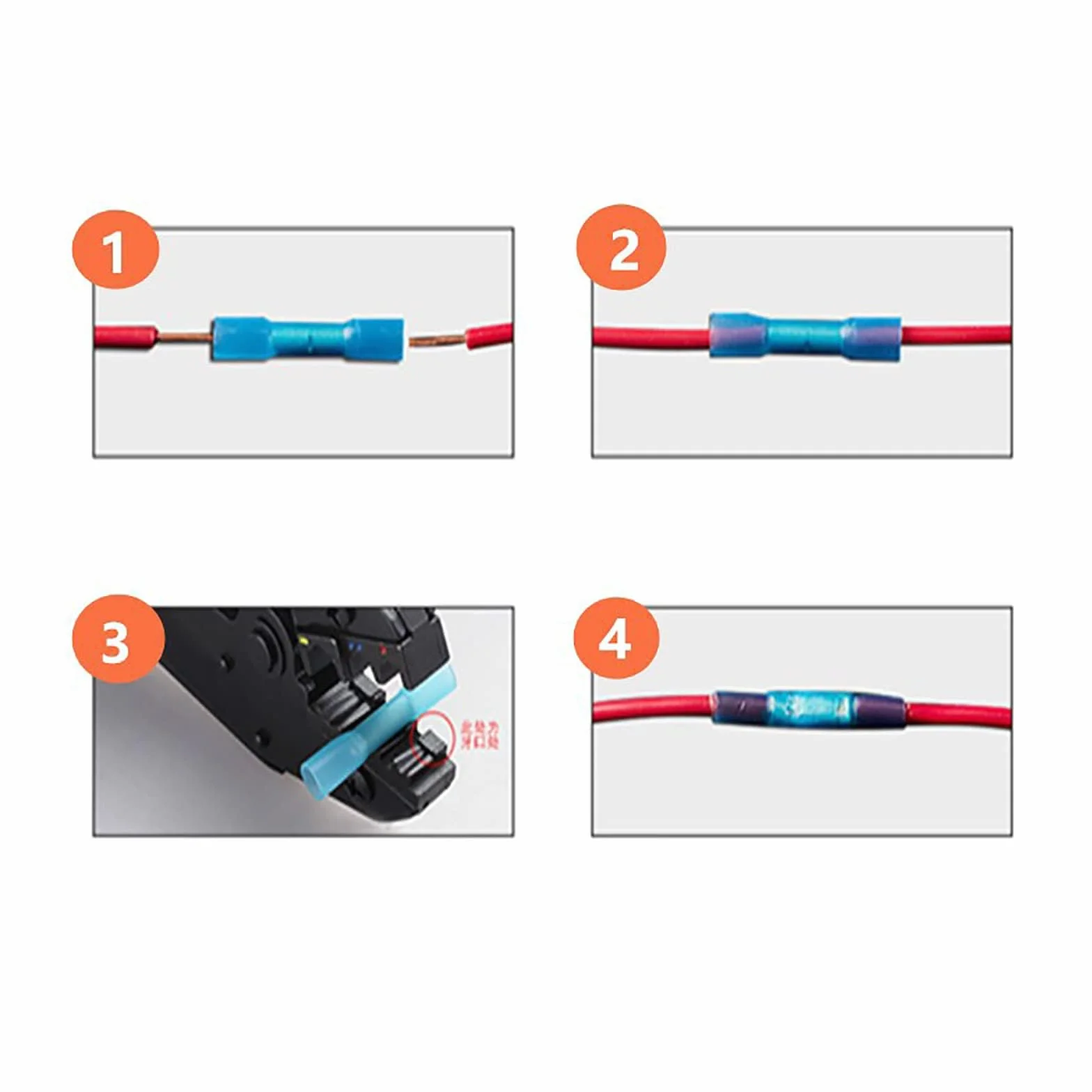 BHT1.25 Conectores de cable eléctrico termorretráctil 22-16 AWG 20 Pcs rojo