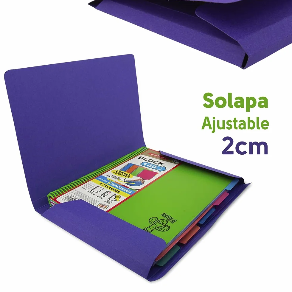 Carpetas de cartón A4 azul con solapas y goma elástica Pack de 20