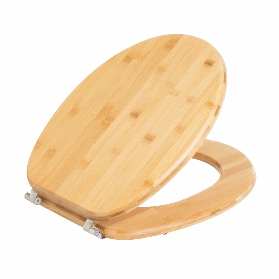 Tapa para WC universal original de madera bambú natural con bisagras de acero inoxidable 34x41 cm