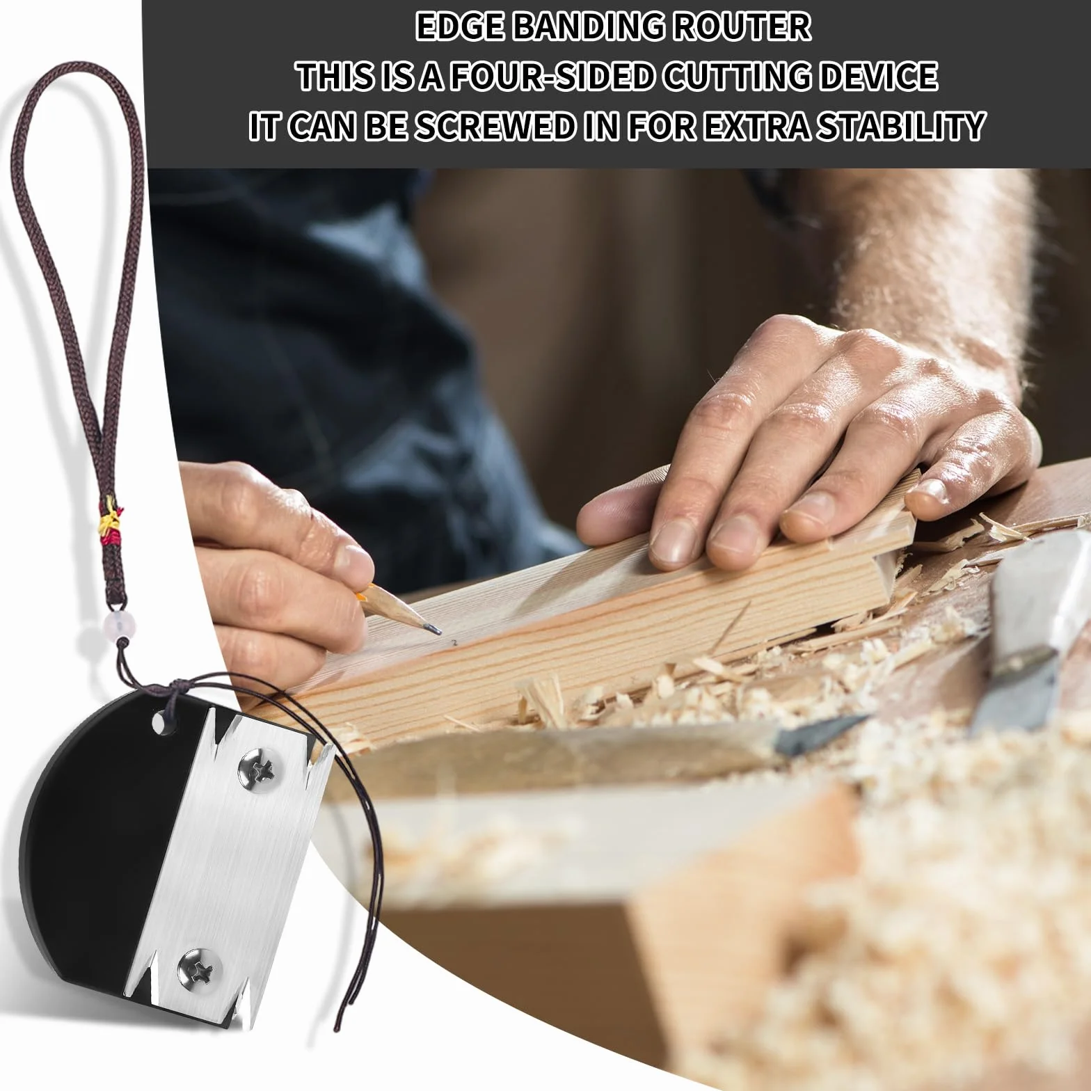 Recortadora de Bordes para Carpintería,Herramienta Manual para Madera con 6 Lijas 2 Cuchillas Reemplazables Cortadora Compacta y Precisa Canteadora Manual para Muebles, Chapas, Suelo Laminado