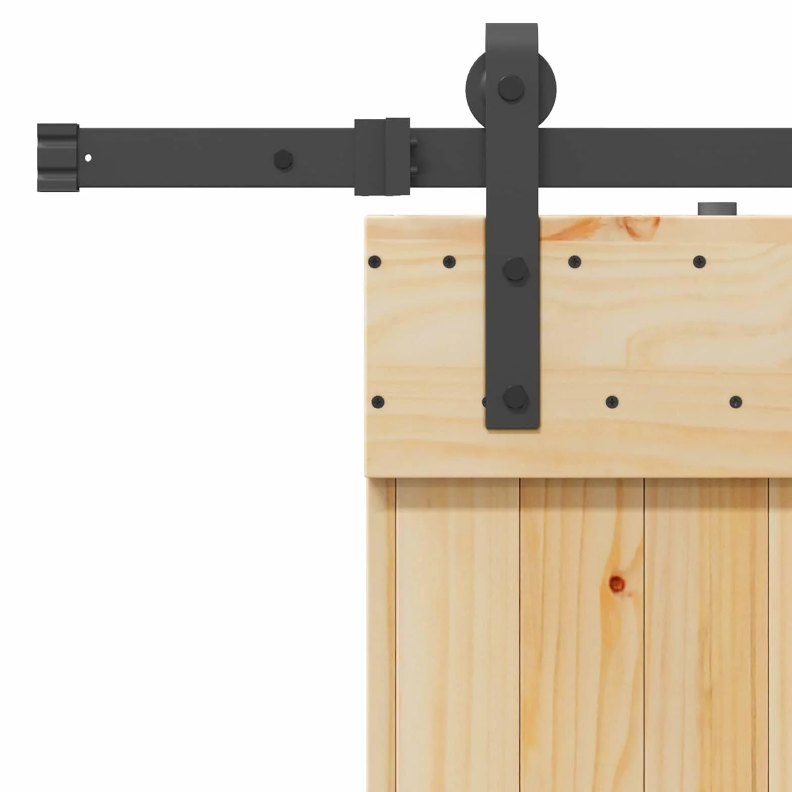 vidaXL Puerta Corredera Narvik Natural y Negro 95 x 210 cm (213,5 cm), Sistema de Almacenamiento eficiente, Hardware Moderno, Puerta de Pino, solución compacta, Deslizante Chic
