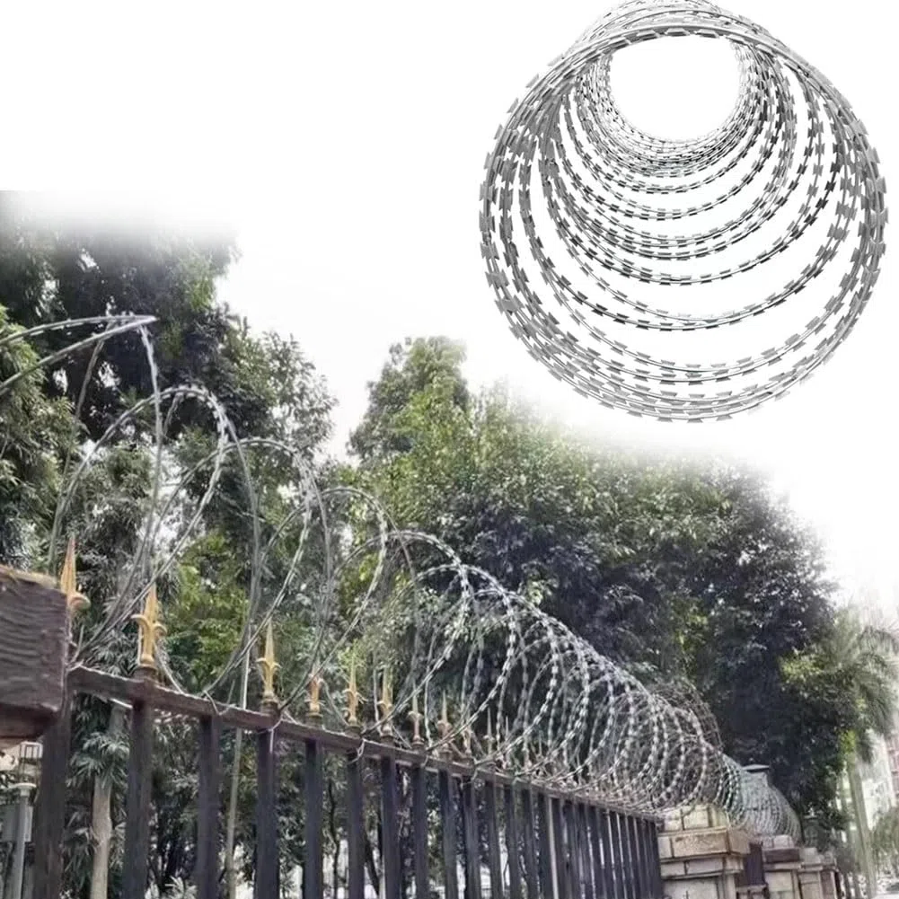 Alambre de Afeitar galvanizado Bobinas de Alambre púas, Malla Ondulado, Acero galvanizado Doble hélice, 20 m