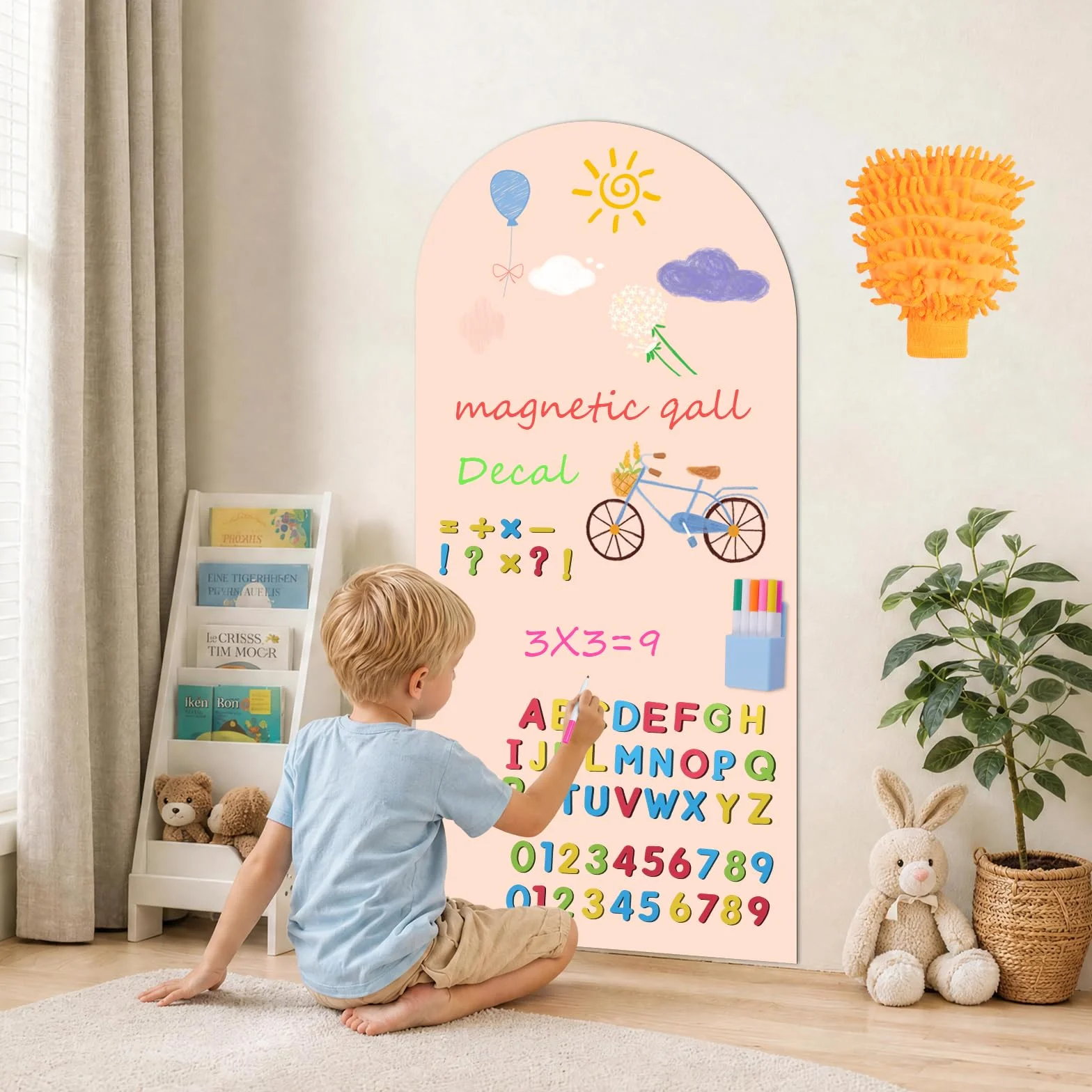 Pizarra Magnetica Infantil 44,5x100cm Papel Adhesivo Pared Tablero Autoadhesivo Recortable con Rotuladores Magnéticos
