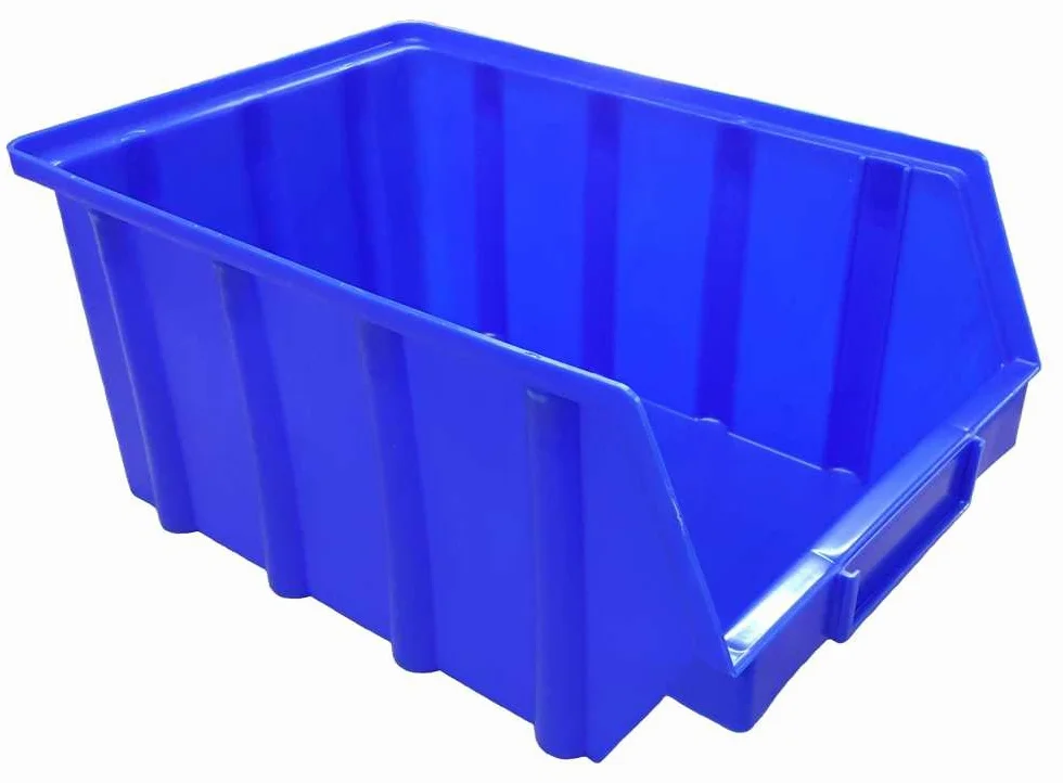 15 cajas apilables, tamaño 4 (222 x 340 x 157 mm), de plástico PP, sin dispositivo para colgar, color azul P-D-W®