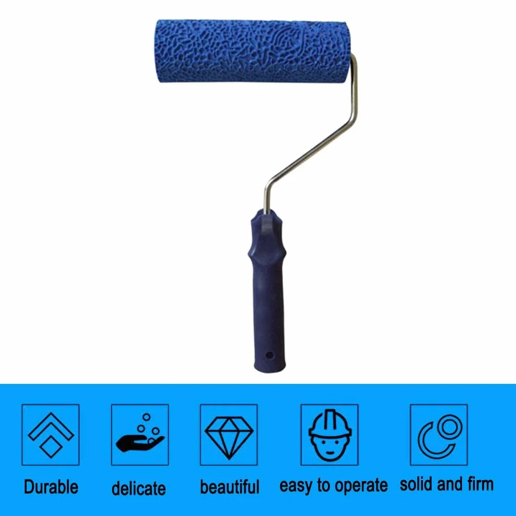 Rodillo para Pintar de 7 Pulgadas con Diseño Floral en Relieve, Herramienta para Bricolaje para Paredes Y Techos, con Mango, U