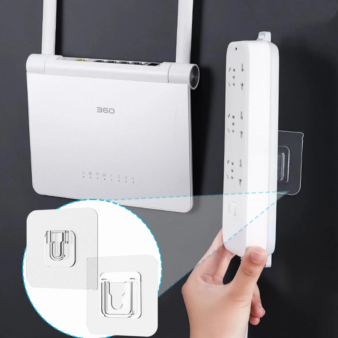 UBRAVE Ganchos autoadhesivos, 10 pares de ganchos de pared adhesivos de doble cara, ganchos impermeables sin costuras para colgar sin perforar y clavos, gancho de pared autoadhesivo resistente para