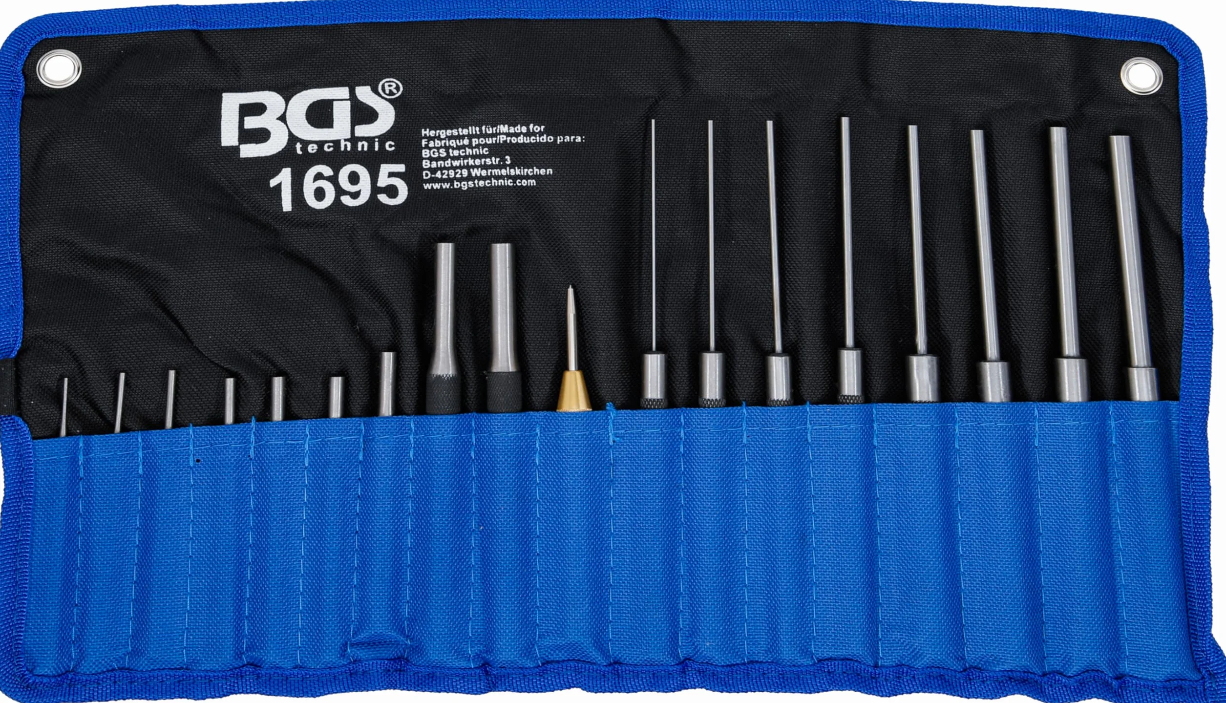 BGS 1695 | Juego de botadores | 100-150-200 mm | 1,5 - 9,5 mm | incl. granetes | 18 piezas