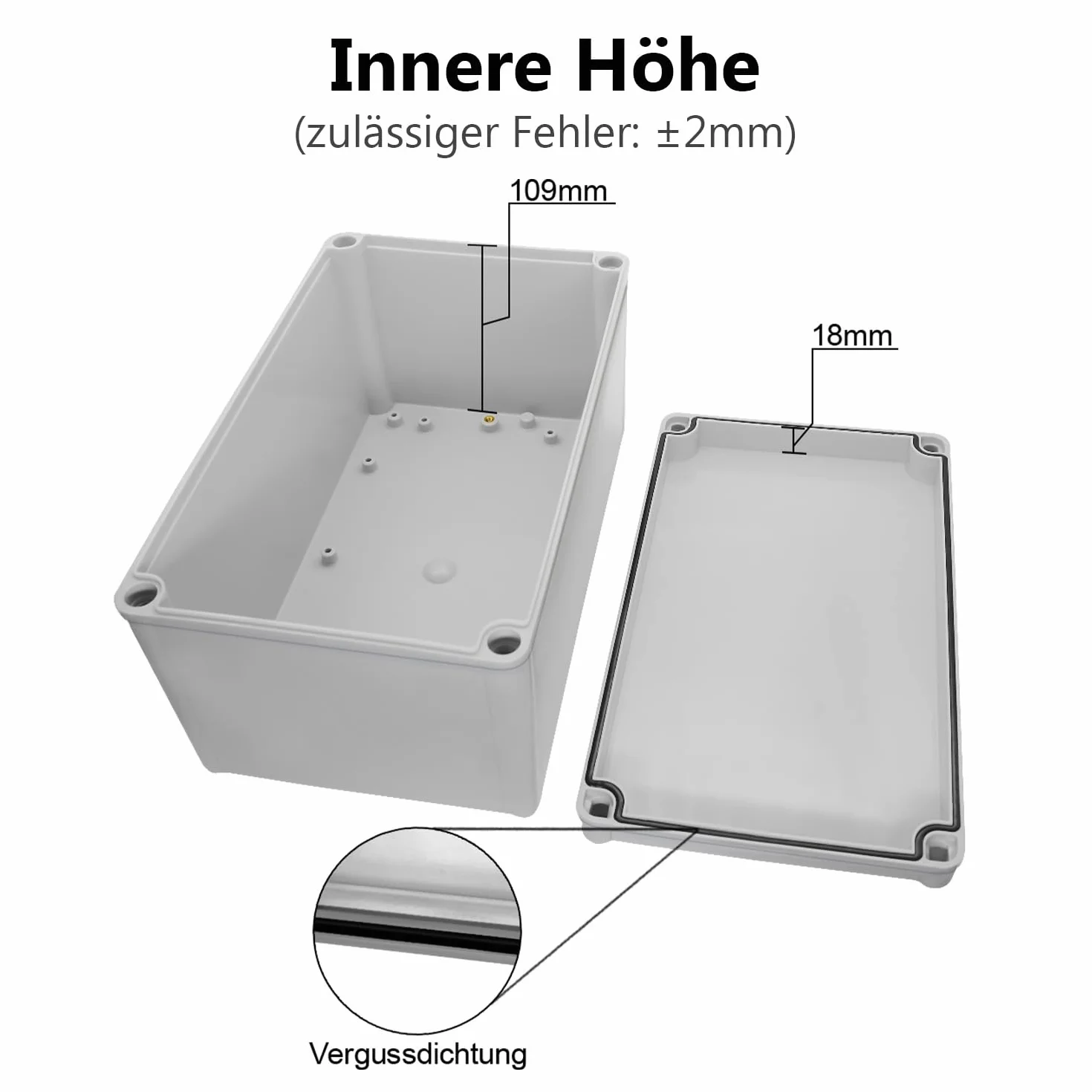 LeMotech Caja de derivación impermeable IP67, caja eléctrica de plástico ABS, carcasa a prueba de polvo para electrónica, cajas de conexiones para proyectos de bricolaje, gris, 250 x 150 x 130 mm