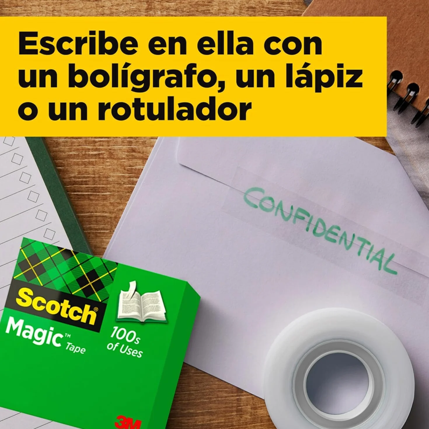 Scotch Magic Dispensador de cinta adhesiva portarrollos sobremesa 3 rollos transparente 19 mm x 33 m base antideslizante negro