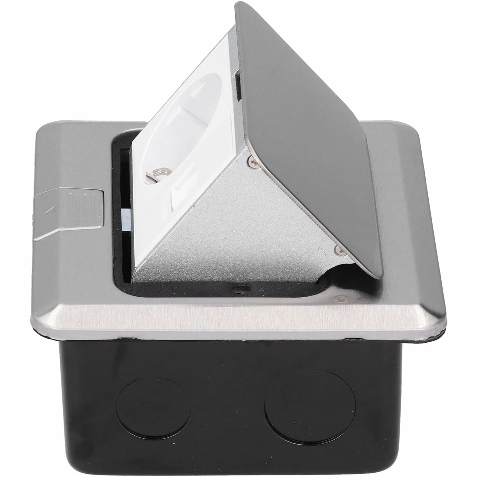 Enchufe de la UE Caja de Toma de Tierra Incorporada de Acero Inoxidable a Prueba de Agua Enchufe de Piso de 2 Vías AC 250V