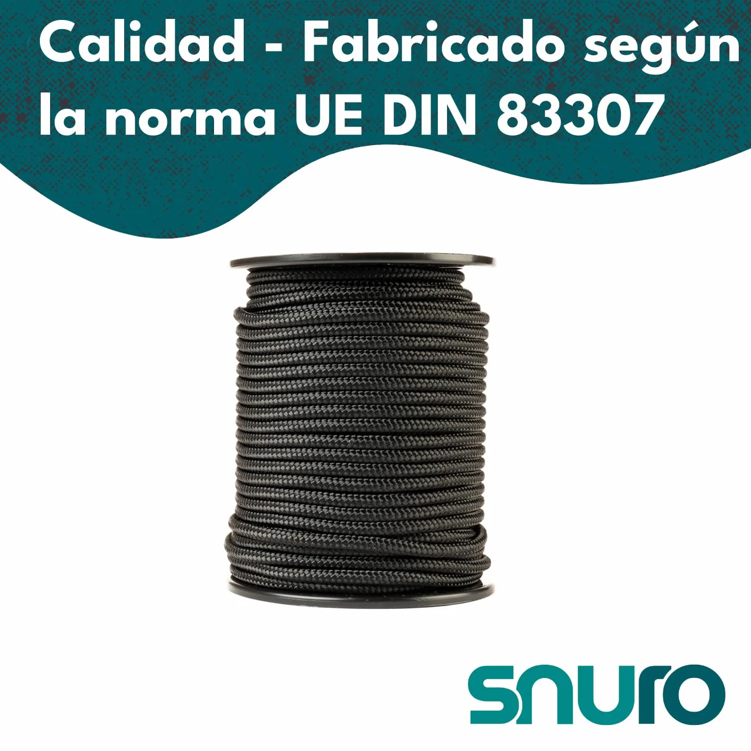 Cuerda de nailon (6 mm, 50 m, negro) – Paracord de poliamida trenzado resistente, resistente al desgaste y sólido, carga de rotura de 622 kg