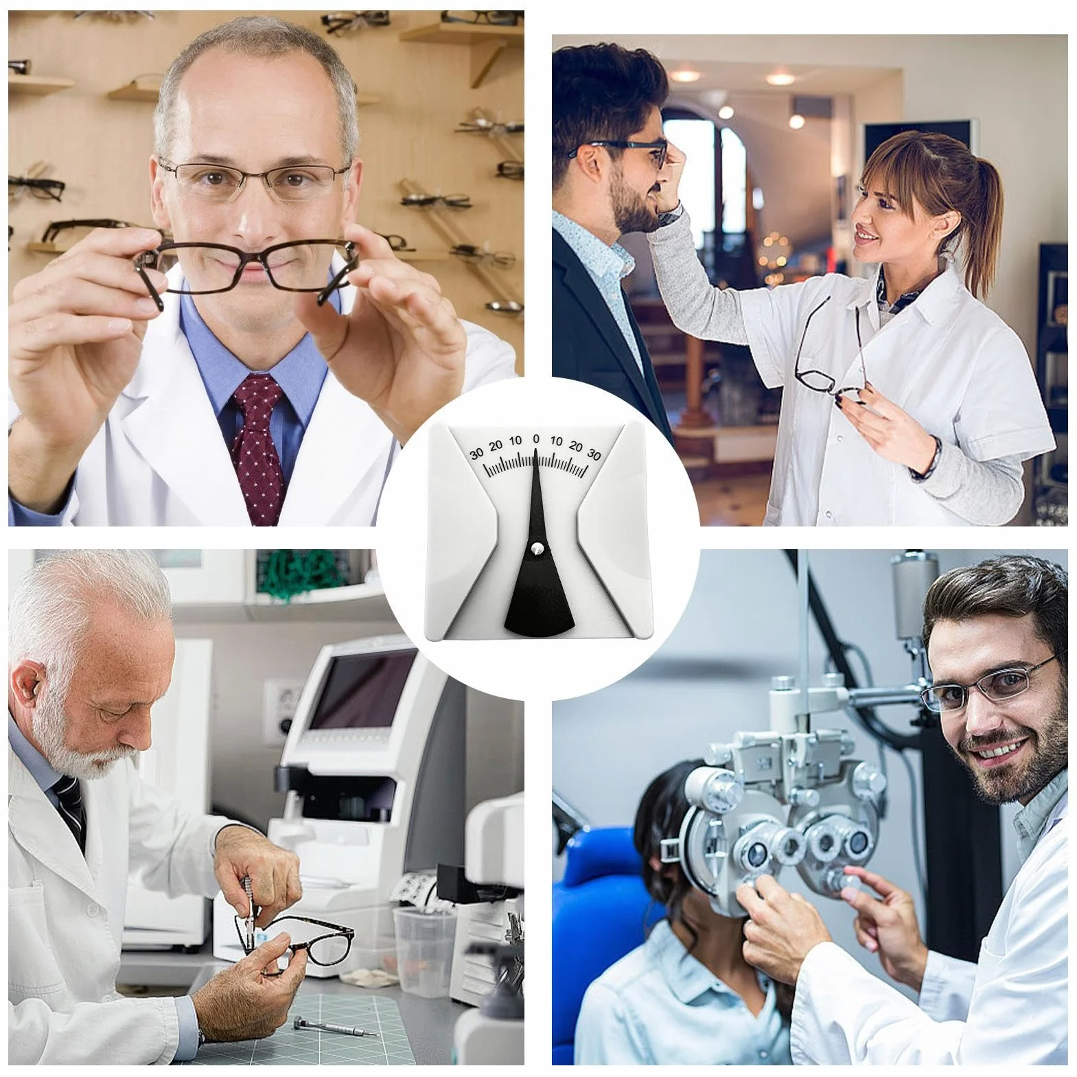 Medidor de gafas – Regla de ángulo pantoscópico, herramienta de calibración óptica, inclinómetro duradero, escala transparente de fácil lectura | Medidor de gafas para técnico de taller de reparación