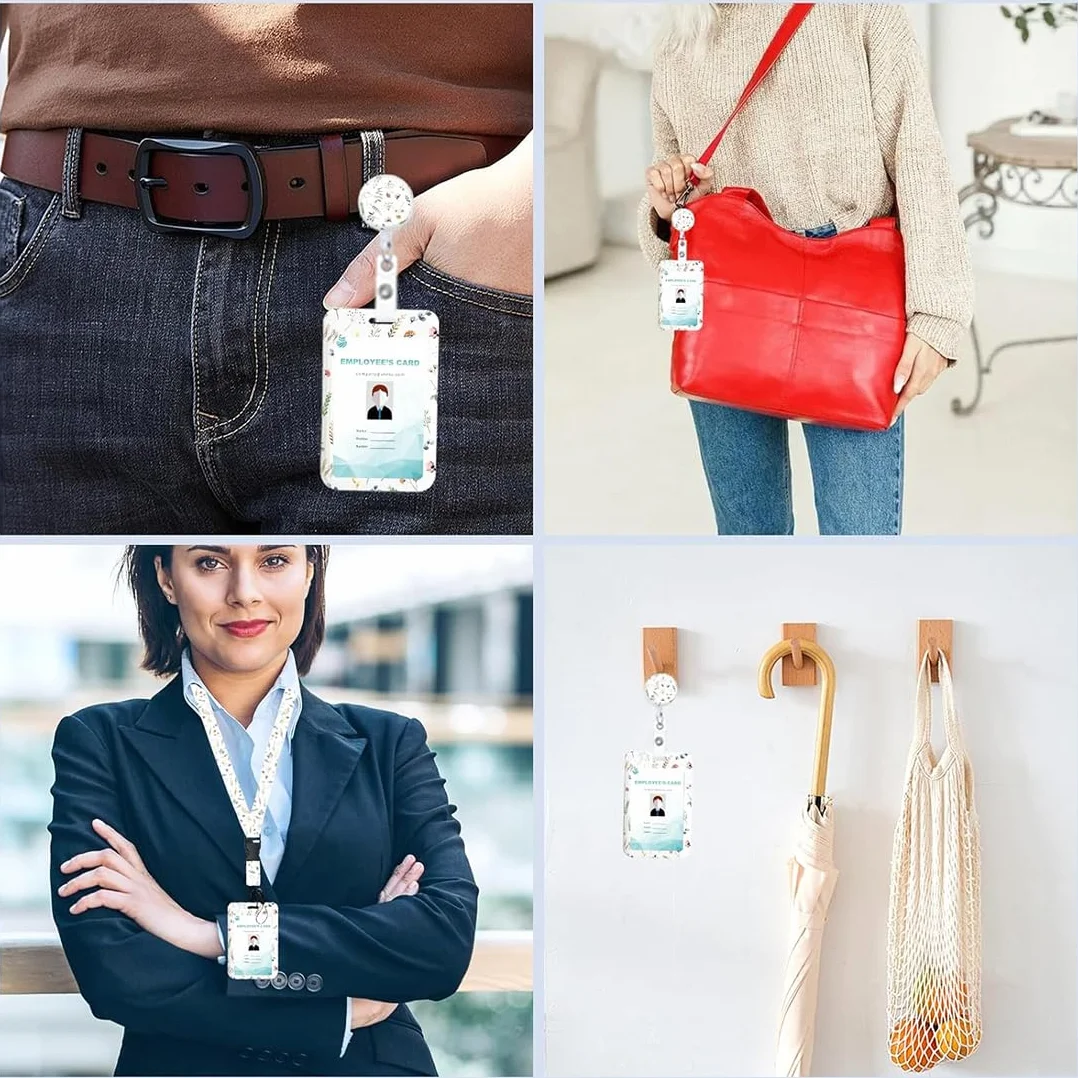 Lanyard con Tarjetero Colgante Retráctil Porta Tarjetas Identificativas para Oficina Enfermera Estudiante