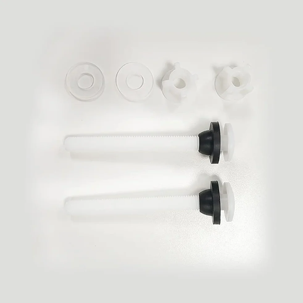 Paquete de 4 tornillos para tanque de inodoro, plástico, cabeza hexagonal, 3/8" x 4", calidad residencial, ideal para reparaciones de tanques de inodoro