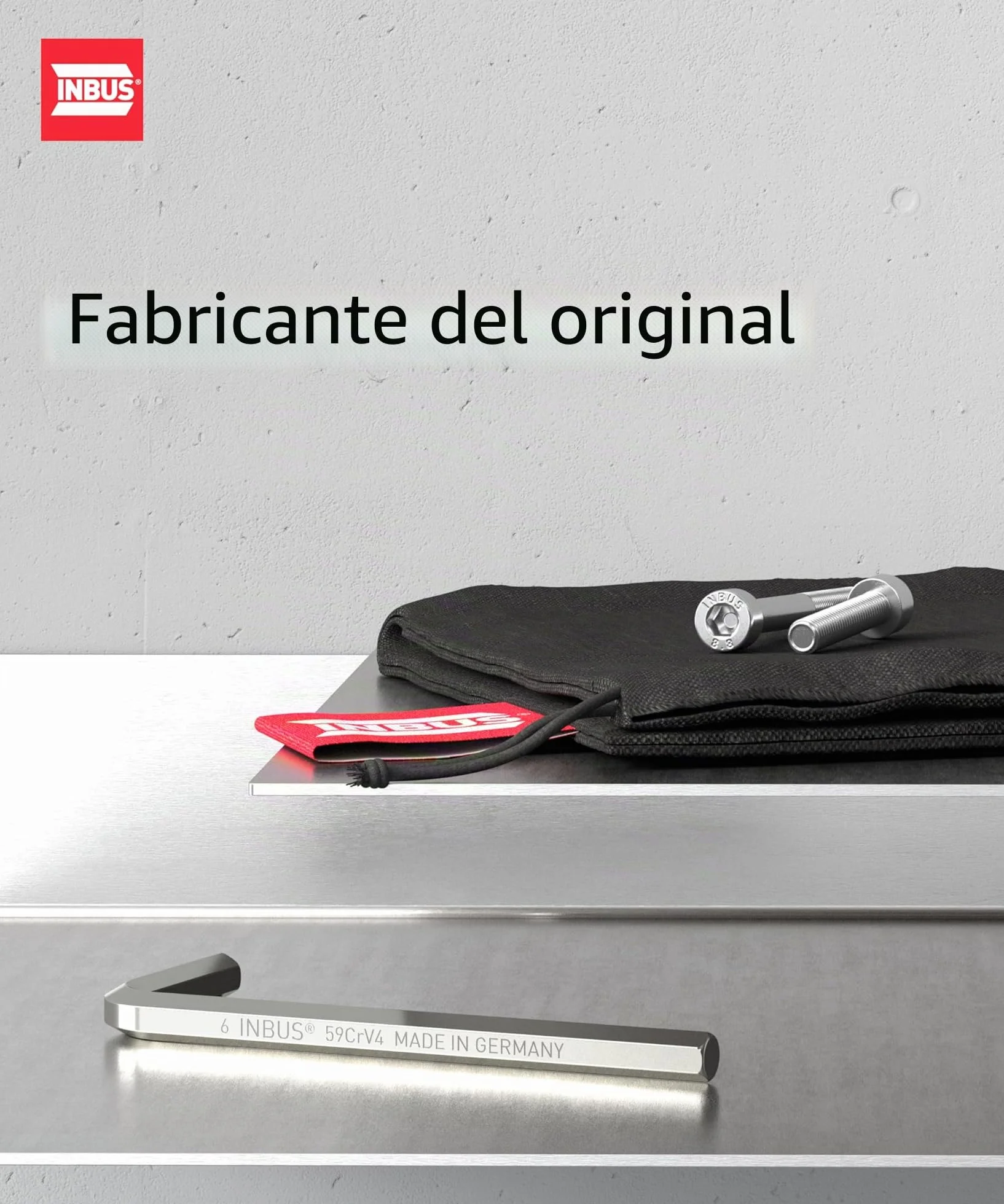 INBUS® 70129 Set de llaves hexagonales con mango en T 8pz, 2–10mm, con HybridTouch — Made in Germany