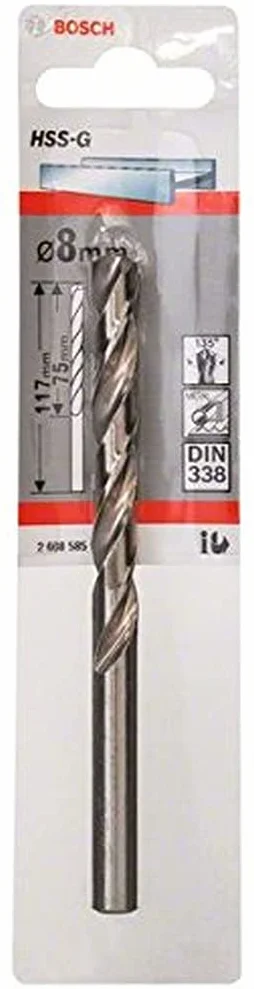 Bosch 2 608 585 932 Bosch 932-Broca para Metal HSS-G, DIN 338 (Pack de 1), 8 x 75 x 117 mm