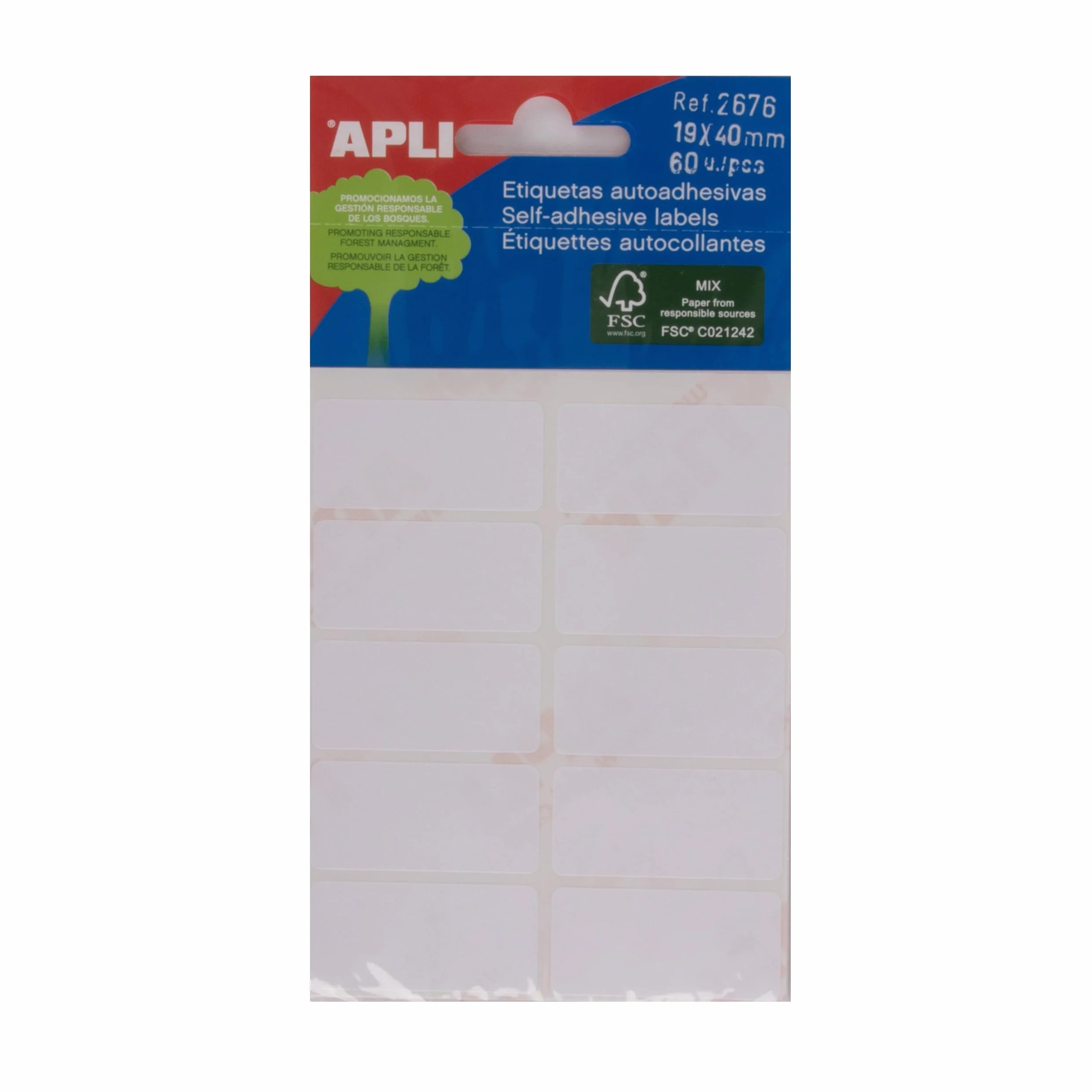 APLI Etiquetas Blancas Adhesivo Fuerte 19x40 6 Hojas