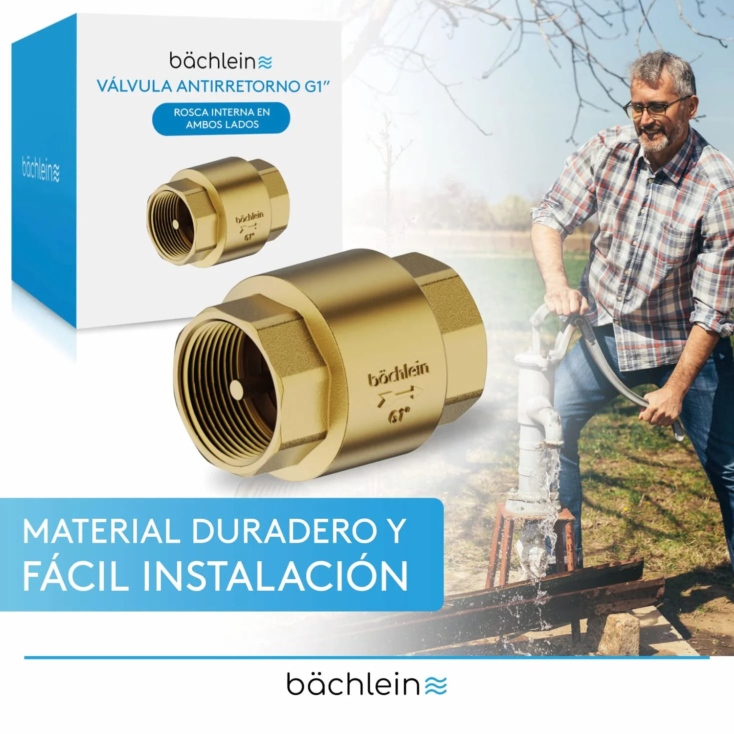 Bächlein Válvula Antirretorno Universal Latón Rosca Hembra G 1 Pulgada Ambos Lados Inoxidable Estanca Agua Potable