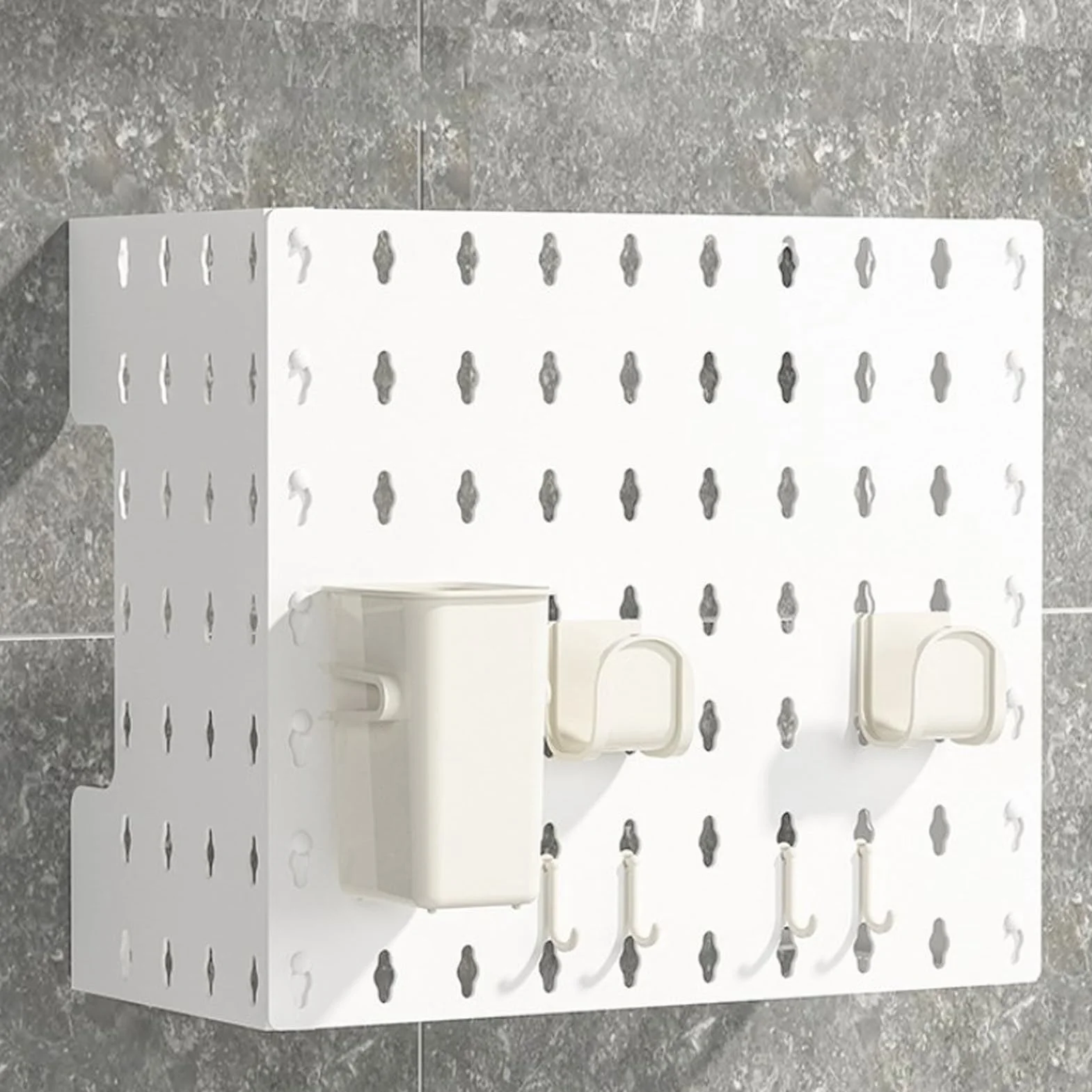 Cubierta para tubo calentador de agua de gas, estante de almacenamiento de pared con panel perforado para la organización de la capacidad, fuerte capacidad de carga sin instalación (L)