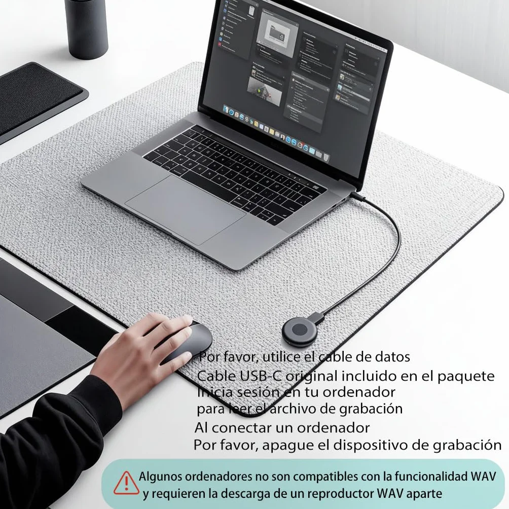 Grabadora de Voz Espía Oculta 64GB Recargable USB Activación por Voz