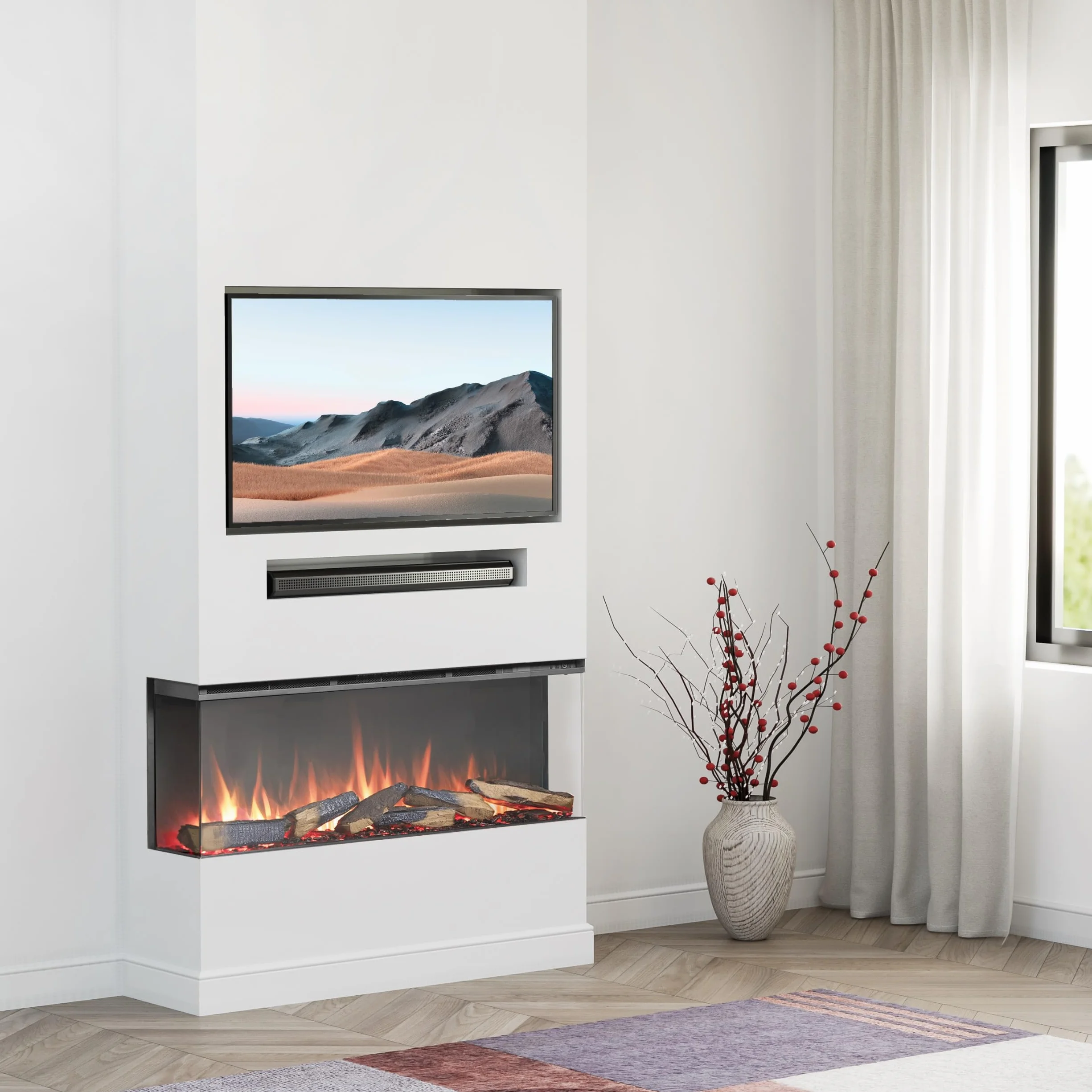 BALDERIA Athena 44 - Chimenea electrica empotrable, Calefactor bajo Consumo 1500W