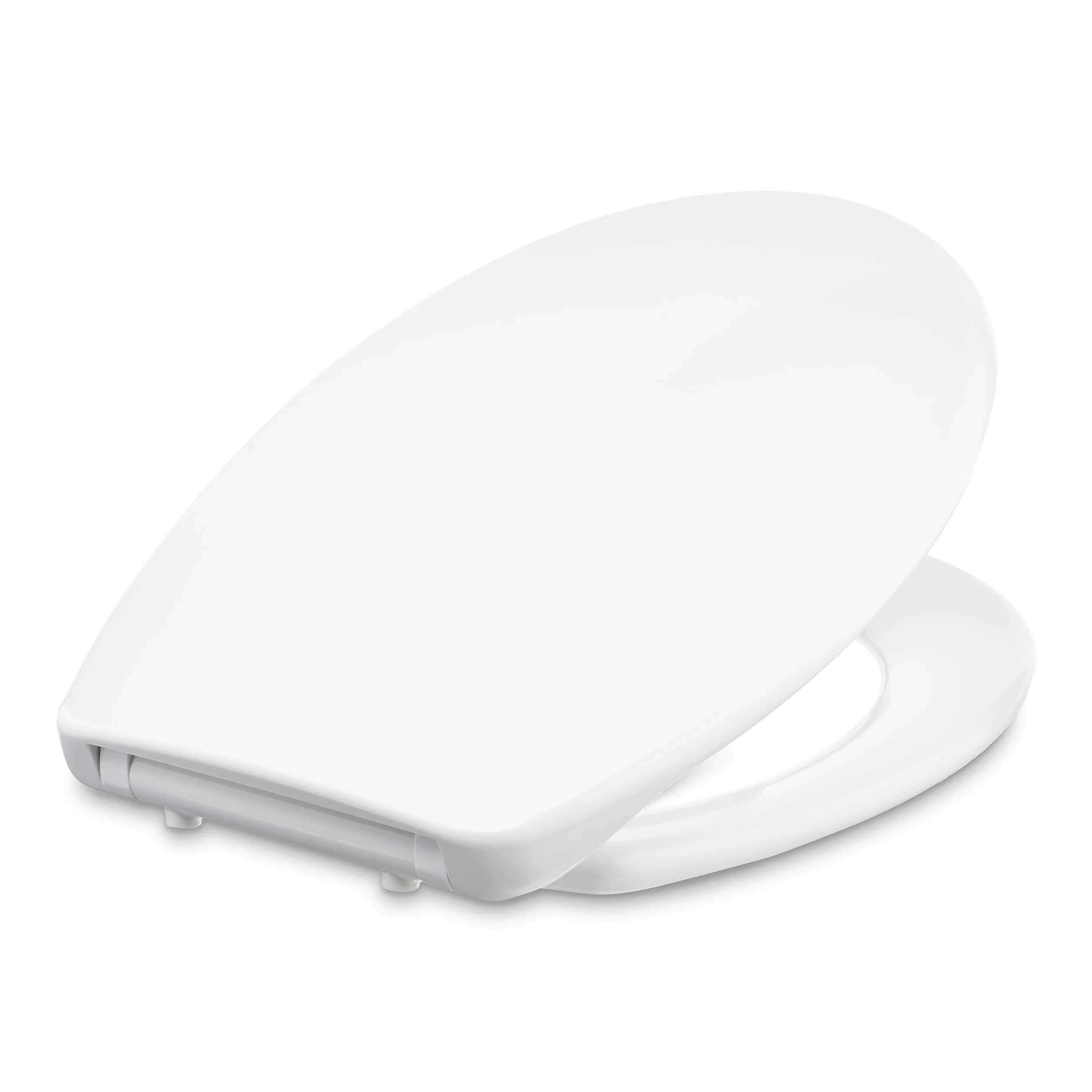 Amazon Basics Ovalado Asiento de inodoro de cierre suave, liberación rápida, urea, 37 x 42.5 cm, Blanco