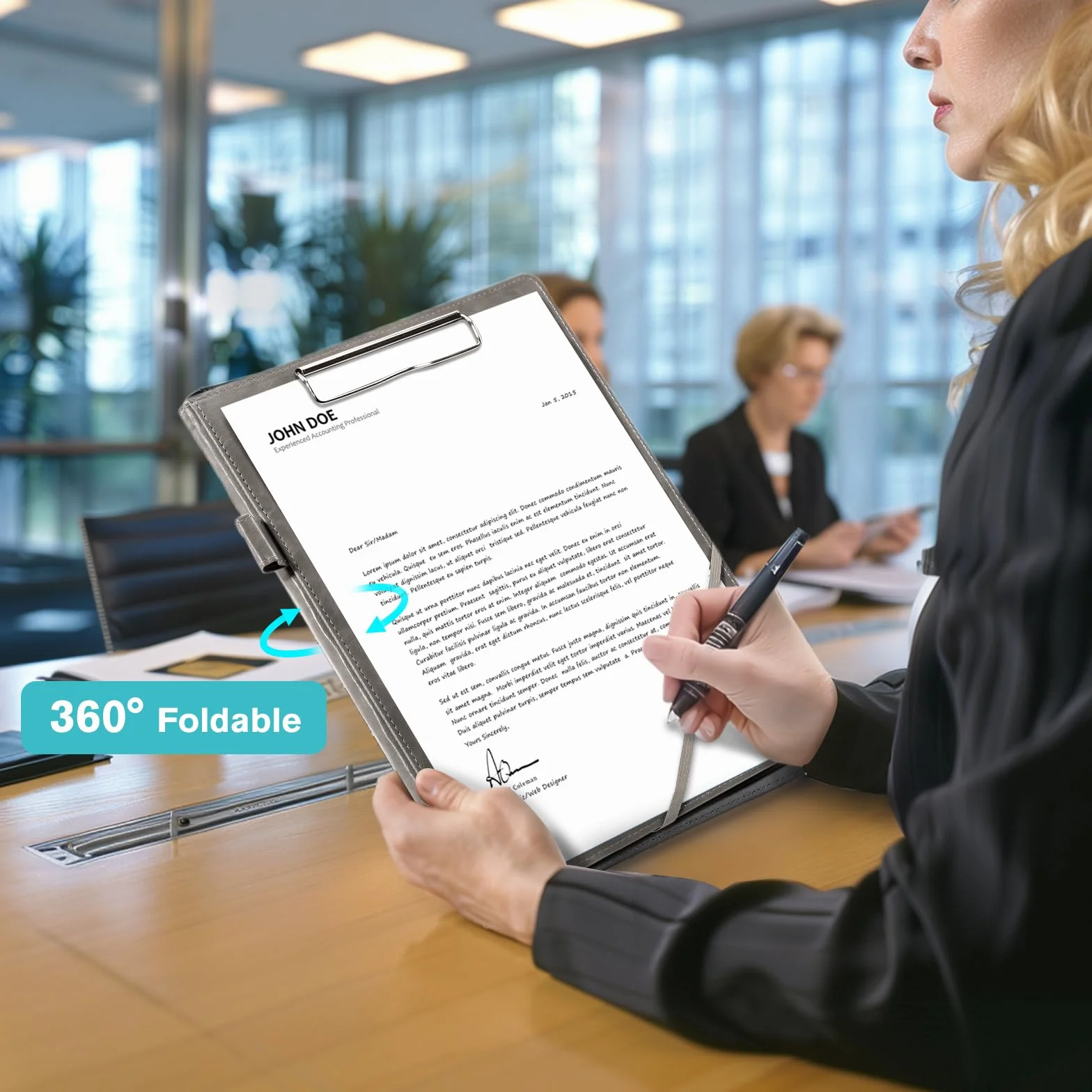 ProCase Portafolio de Cuero A4 Carpeta Organizador de Documentos para Negocios - Gris