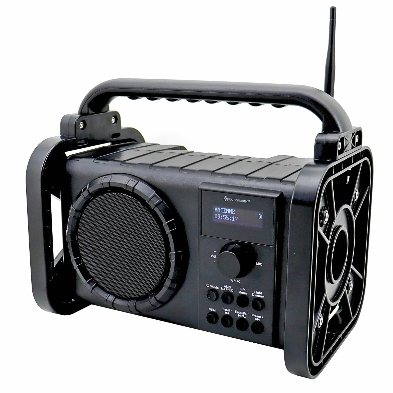 Soundmaster DAB80SG Radio para Obras con Dab+/UKW Bluetooth y batería de Iones de Litio