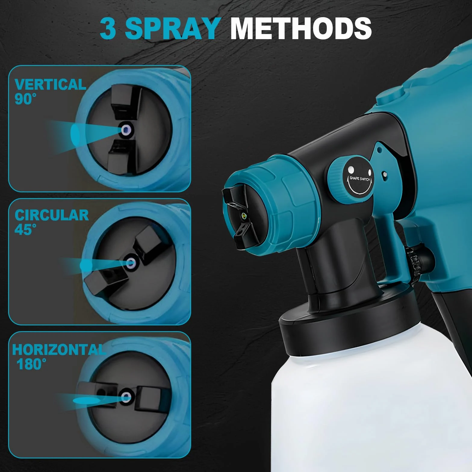Pulverizador de pintura inalámbrico compatible con batería Makita de 18 V, pistola eléctrica de mano con 4 boquillas, 3 patrones de pulverización, recipiente de 1000 ml, para paredes y muebles