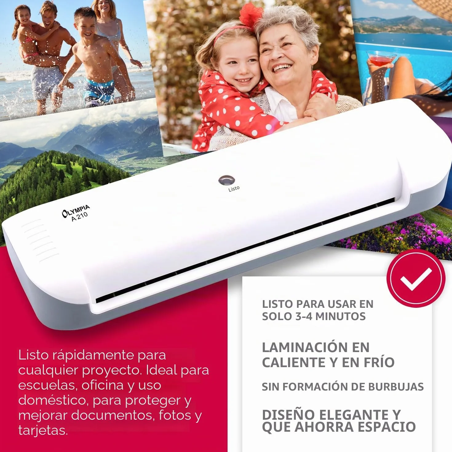 Olympia A210 Plastificadora 4 en 1 A4 | Juego de Laminación A4 | Laminadora | Calefacción Rápida | Laminadora, Cortadora de Papel y Redondeadora de Esquinas | Ideal para Oficina, Escuela y Hogar |
