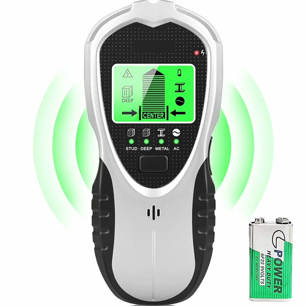 Detector de Pared 4 En 1 - Sensor Electrónico con Pantalla LCD para Detectar Madera, Tubos de Metal y Cables Eléctricos - Escáner Digital