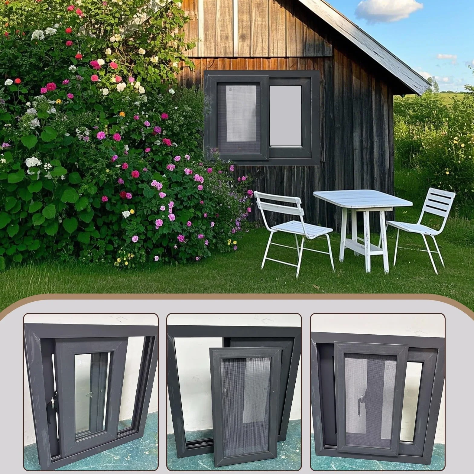 Ventana Aluminio 30x30 40x40 50x50 Ventana corredera Aislamiento con Cristal Templado y mosquitera Ventana para Casas Baño Sótano Garaje y Graneros(WxH 40x60cm)