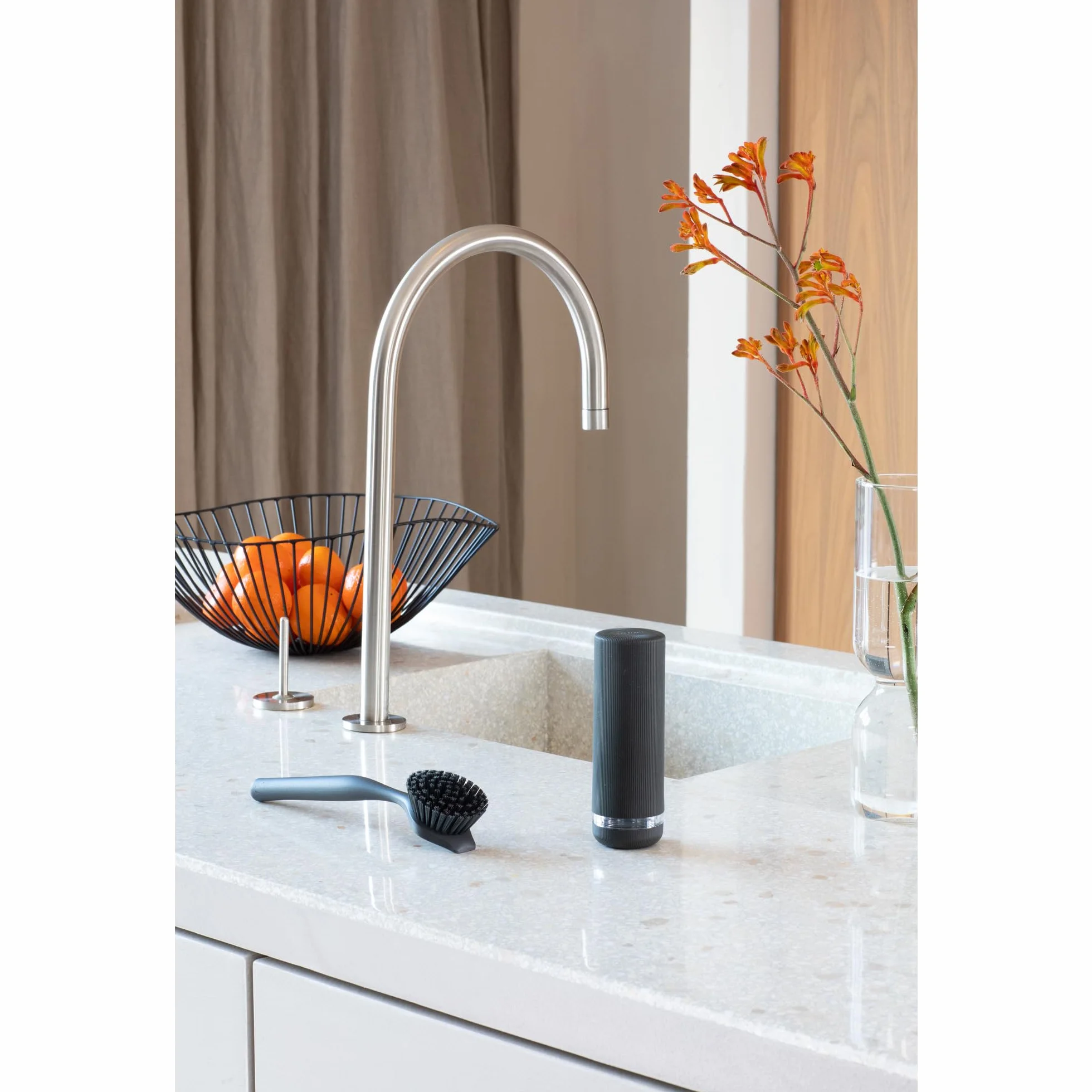 Brabantia Exprimidor de jabón SinkStyle Dispensador de cocina antigoteo 200 ml Dark Grey