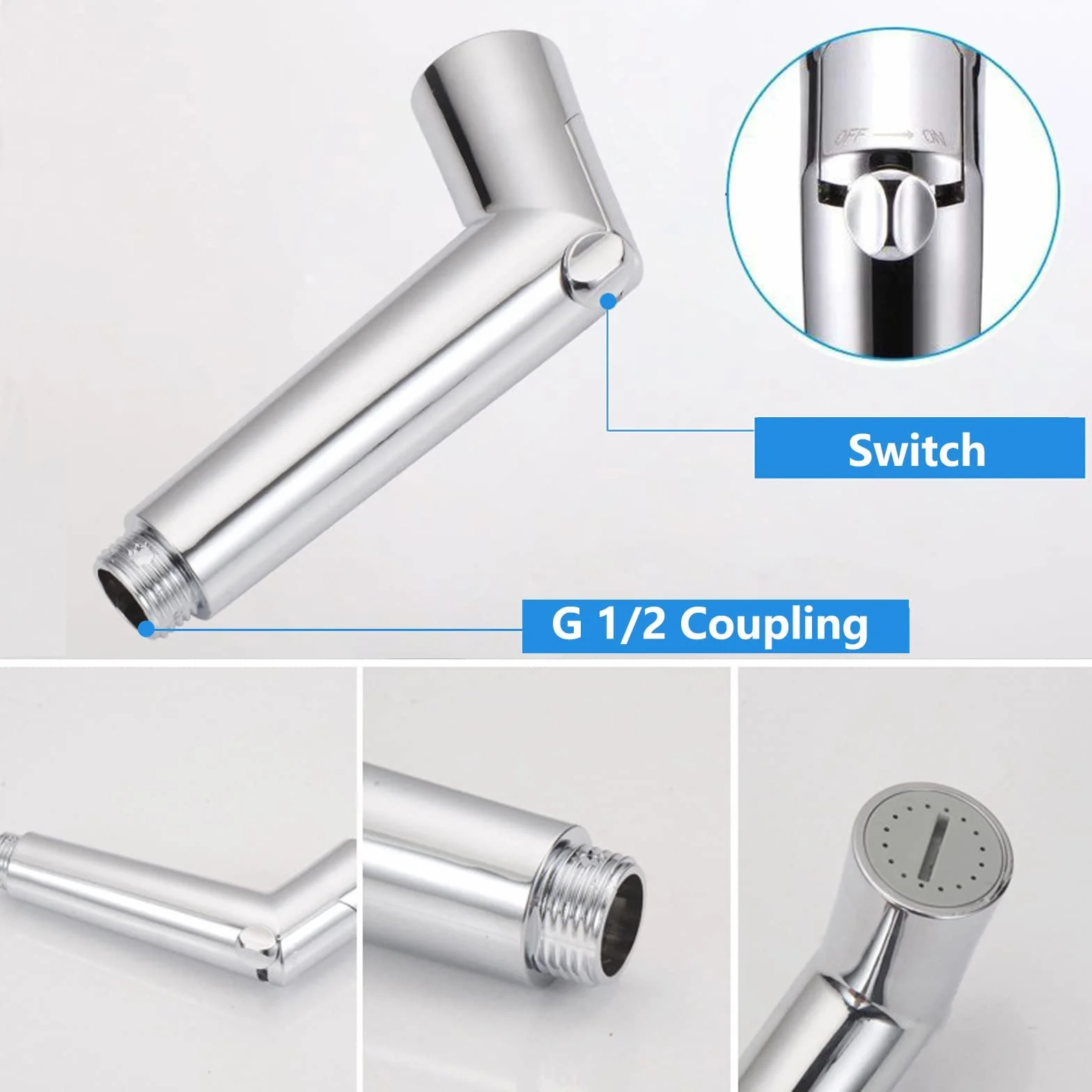 Rociador de Bidé de Mano Ajustable Cabezal Ducha Bidet Sprayer para WC Baño Mascotas Higiene Personal