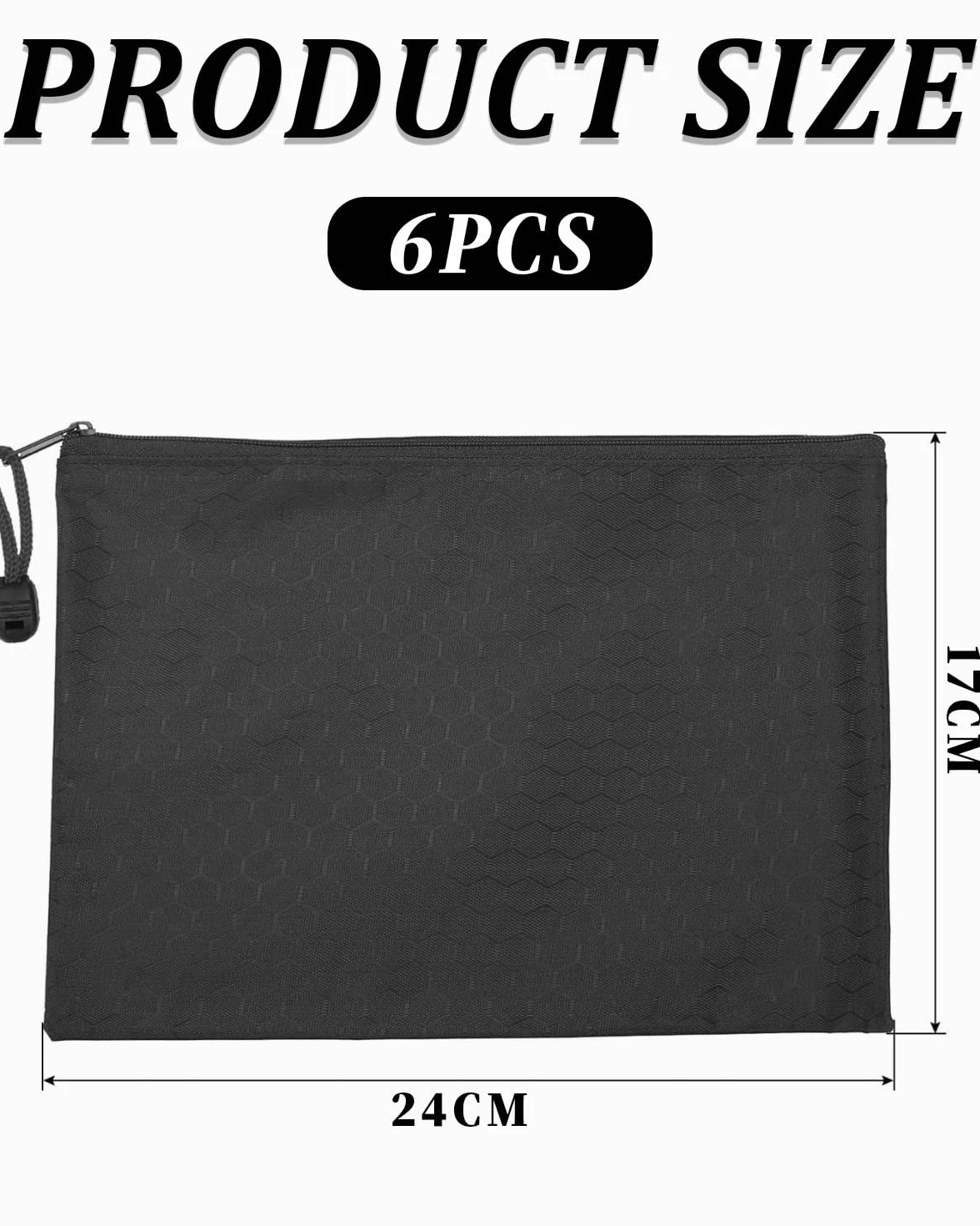 Bolsa Dinero con Cremallera Impermeable Oxford 24x18 cm Negra